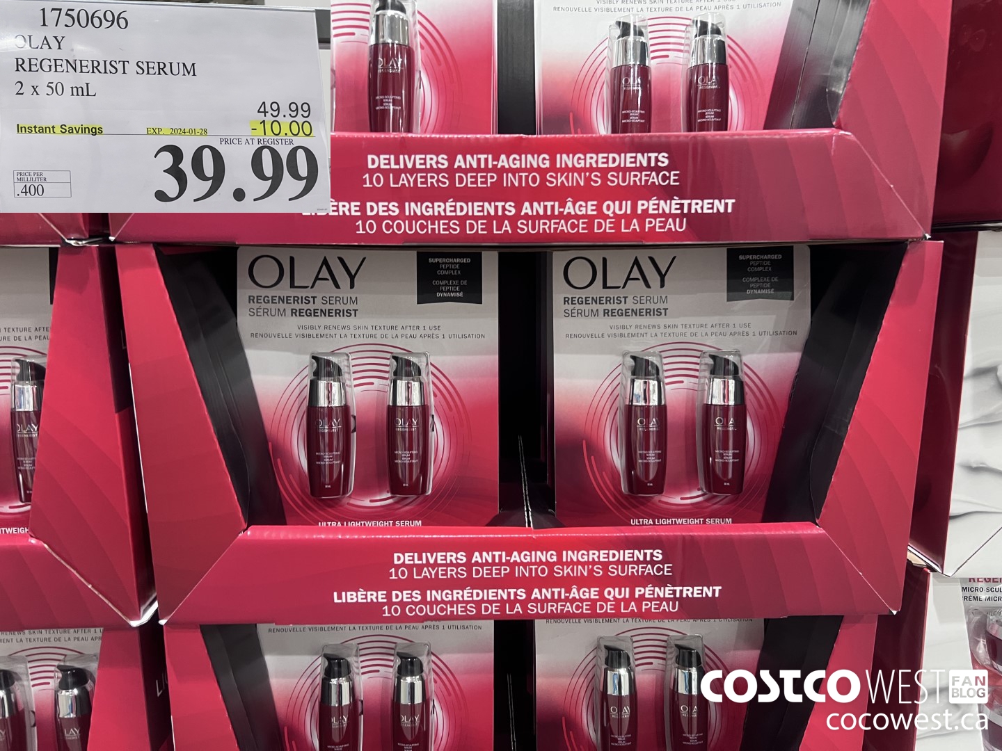1750696 OLAY REGENERIST SERUM 2 X 50ML ($10.00 INSTANT SAVINGS EXPIRES ON 2024-01-28) $39.99