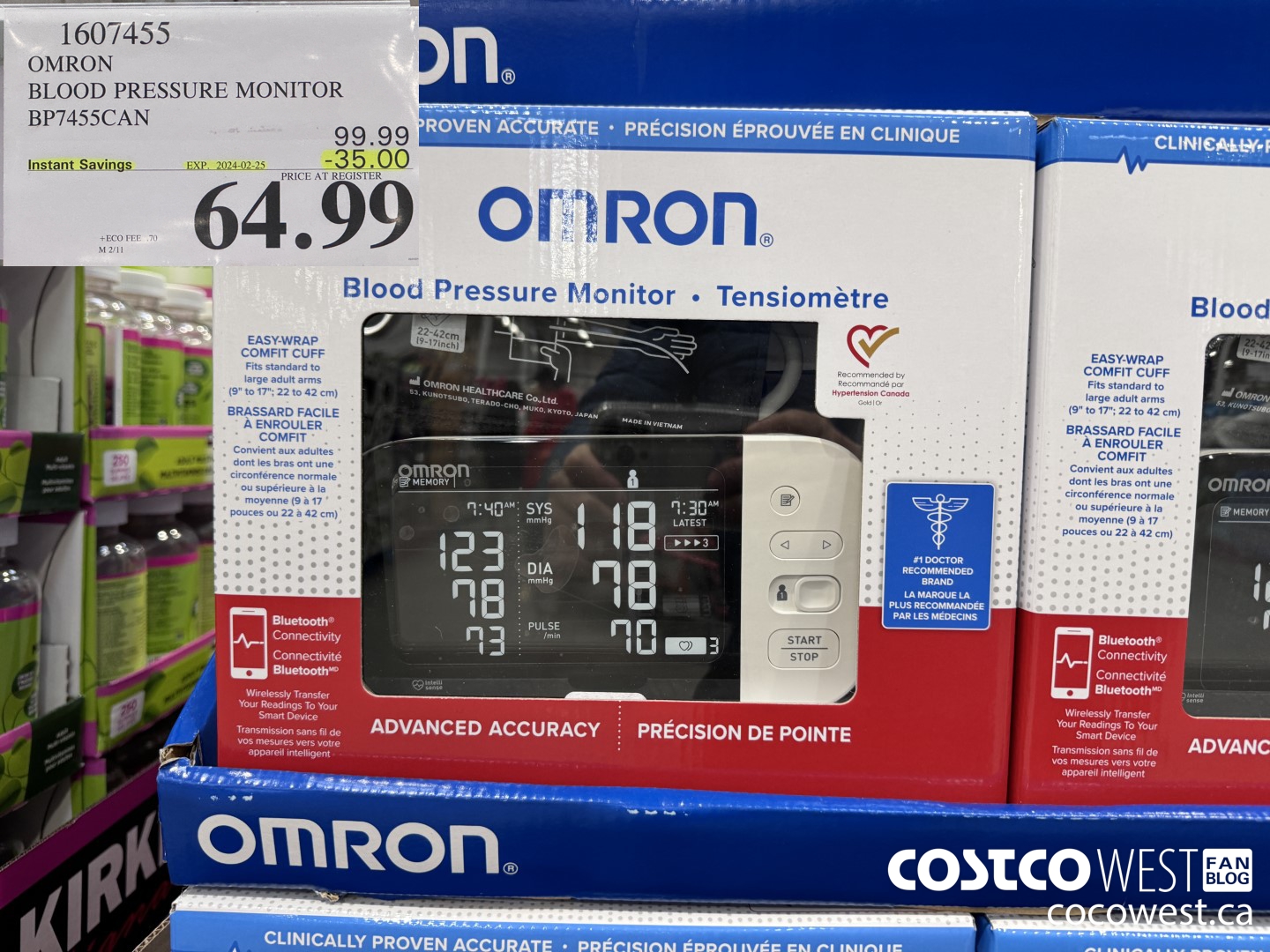 1607455 OMRON BLOOD PRESSURE MONITOR BP7455CAN ($35.00 INSTANT SAVINGS EXPIRES ON 2024-02-25) $64.99