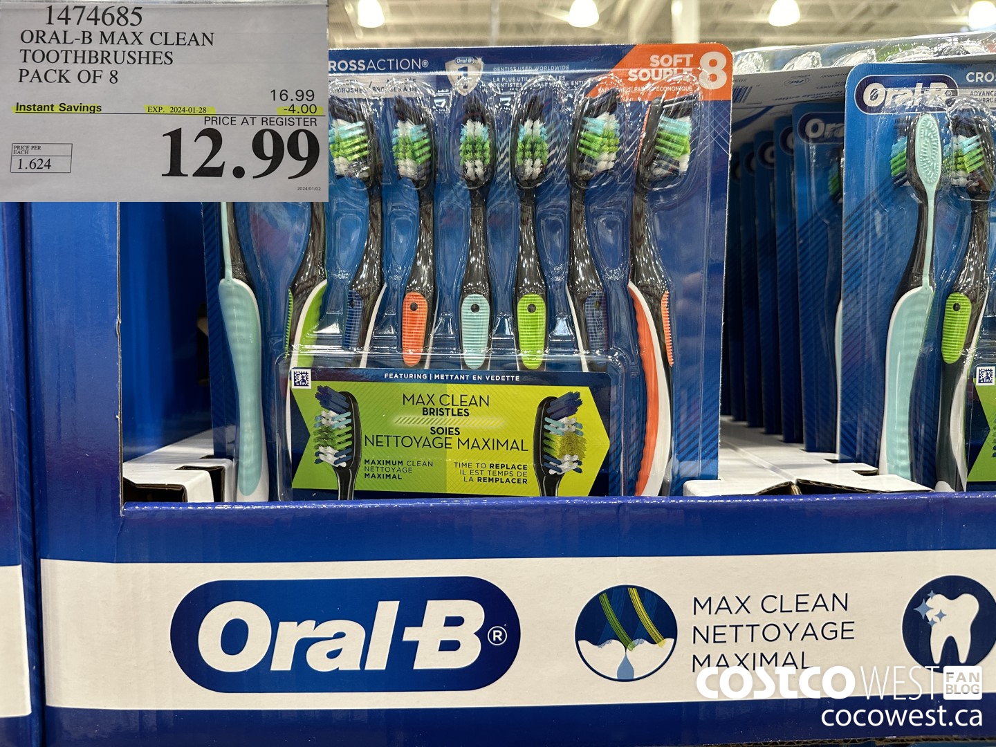 1474685 ORAL-B MAX CLEAN TOOTHBRUSHES PACK OF 8 ($4.00 INSTANT SAVINGS EXPIRES ON 2024-01-28) $12.99