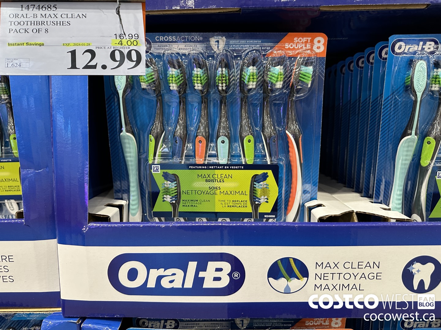 1474685 ORAL-B MAX CLEAN TOOTHBRUSHES PACK OF 8 ($4.00 INSTANT SAVINGS EXPIRES ON 2024-01-28) $12.99
