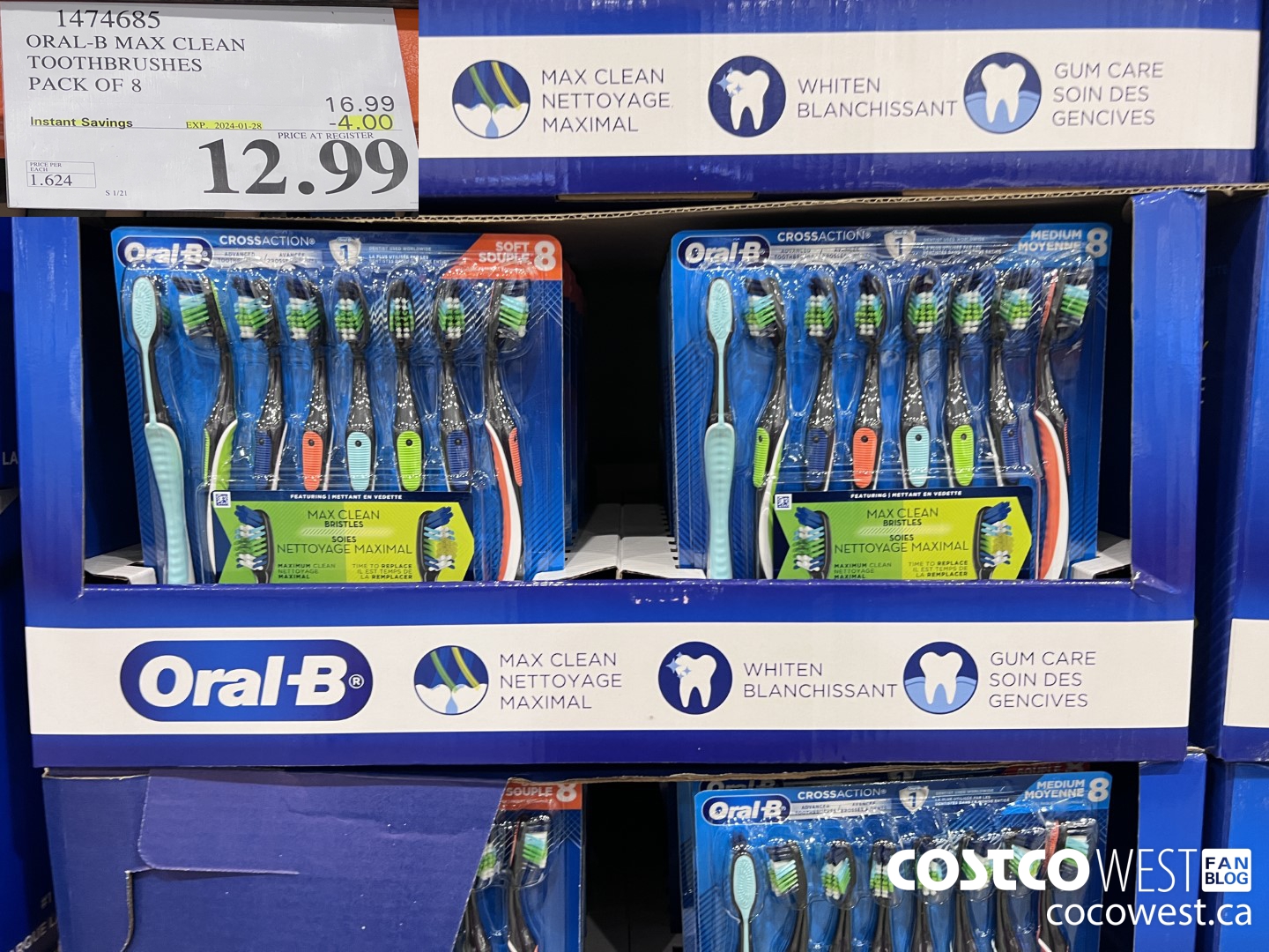 1474685 ORAL-B MAX CLEAN TOOTHBRUSHES PACK OF 8 ($4.00 INSTANT SAVINGS EXPIRES ON 2024-01-28) $12.99