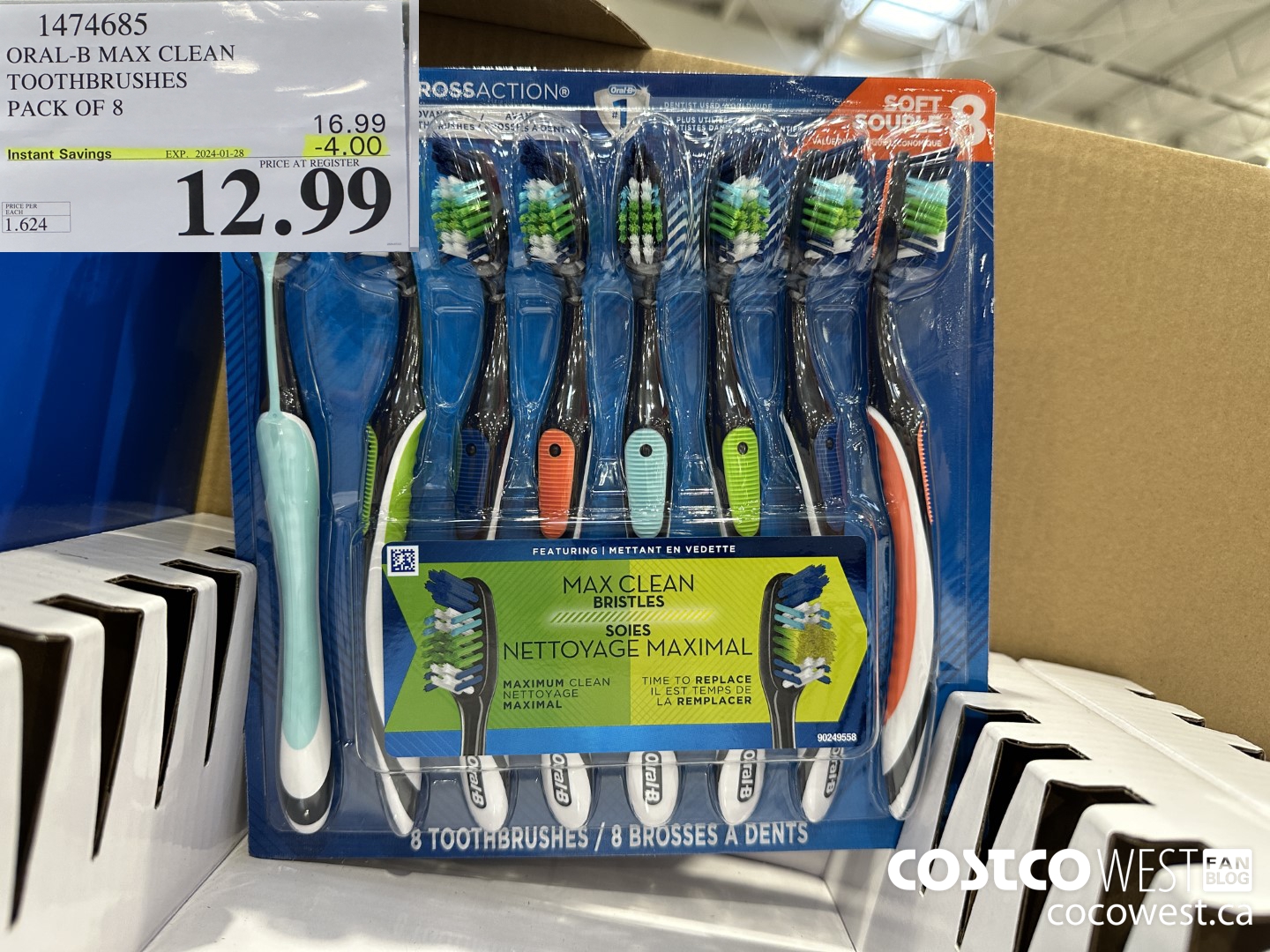 1474685 ORAL-B MAX CLEAN TOOTHBRUSHES PACK OF 8 ($4.00 INSTANT SAVINGS EXPIRES ON 2024-01-28) $12.99