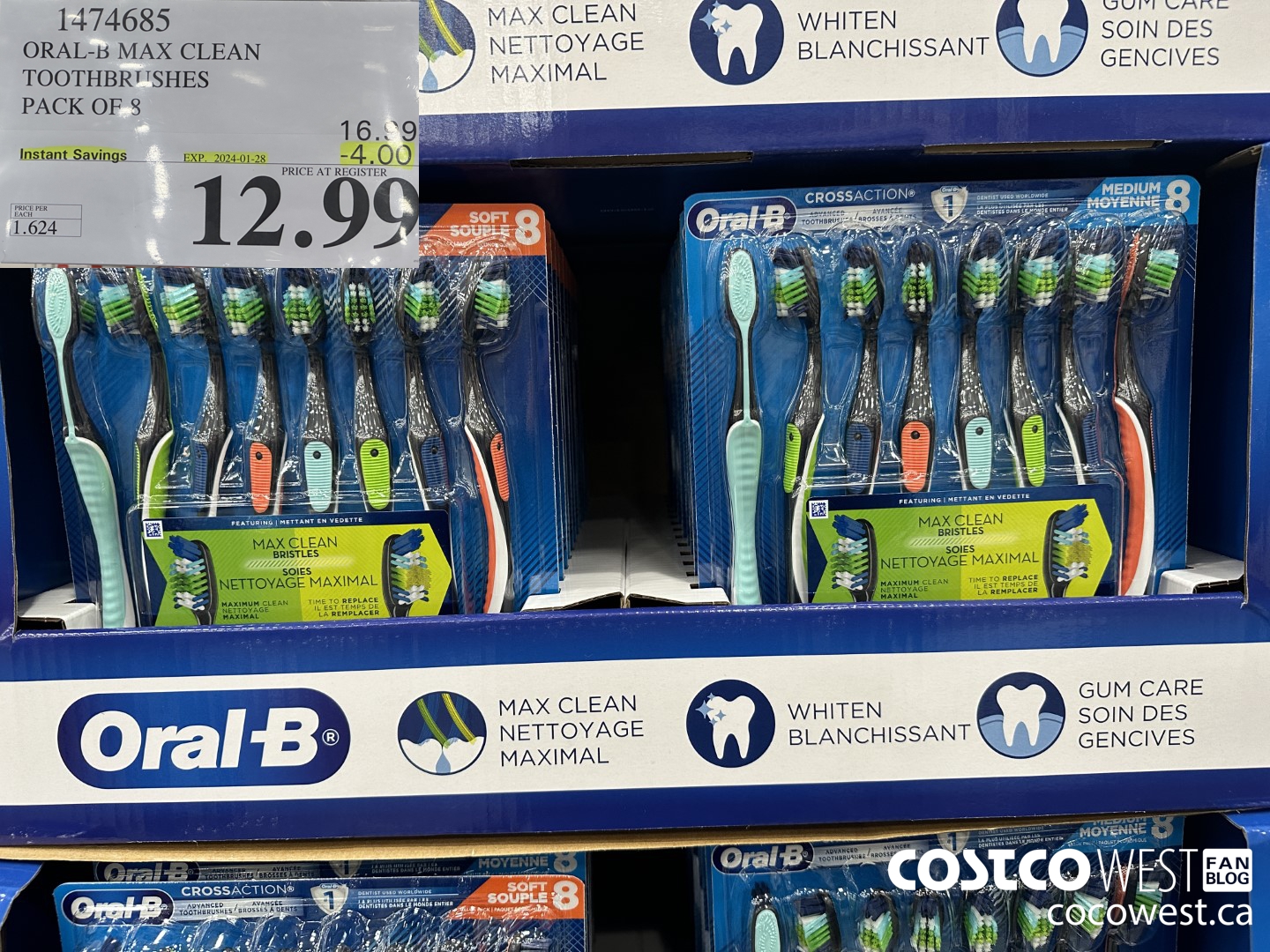 1474685 ORAL-B MAX CLEAN TOOTHBRUSHES PACK OF 8 ($4.00 INSTANT SAVINGS EXPIRES ON 2024-01-28) $12.99
