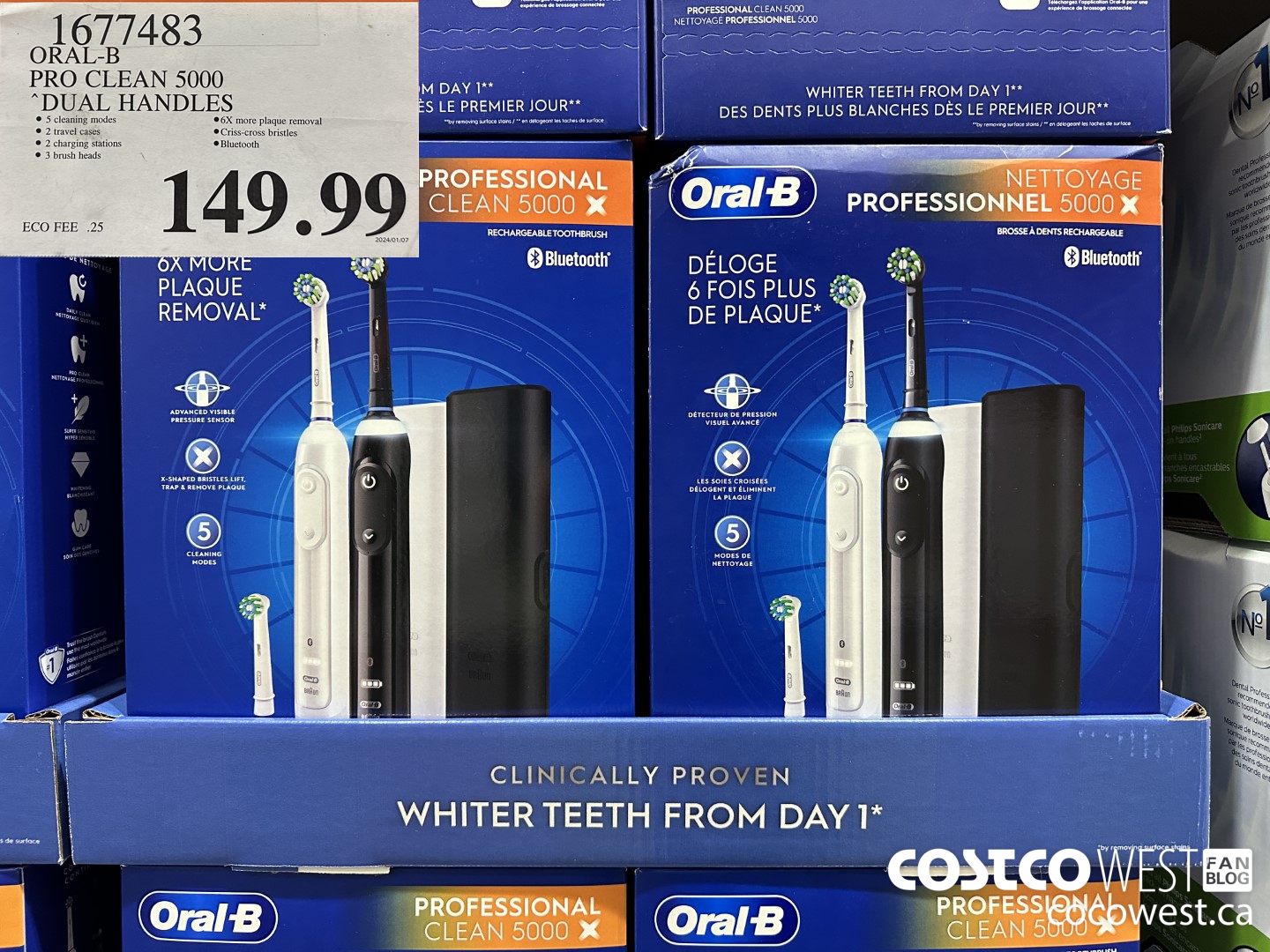 1677483 ORAL-B PRO CLEAM 5000 DUAL HANDLES $149.99