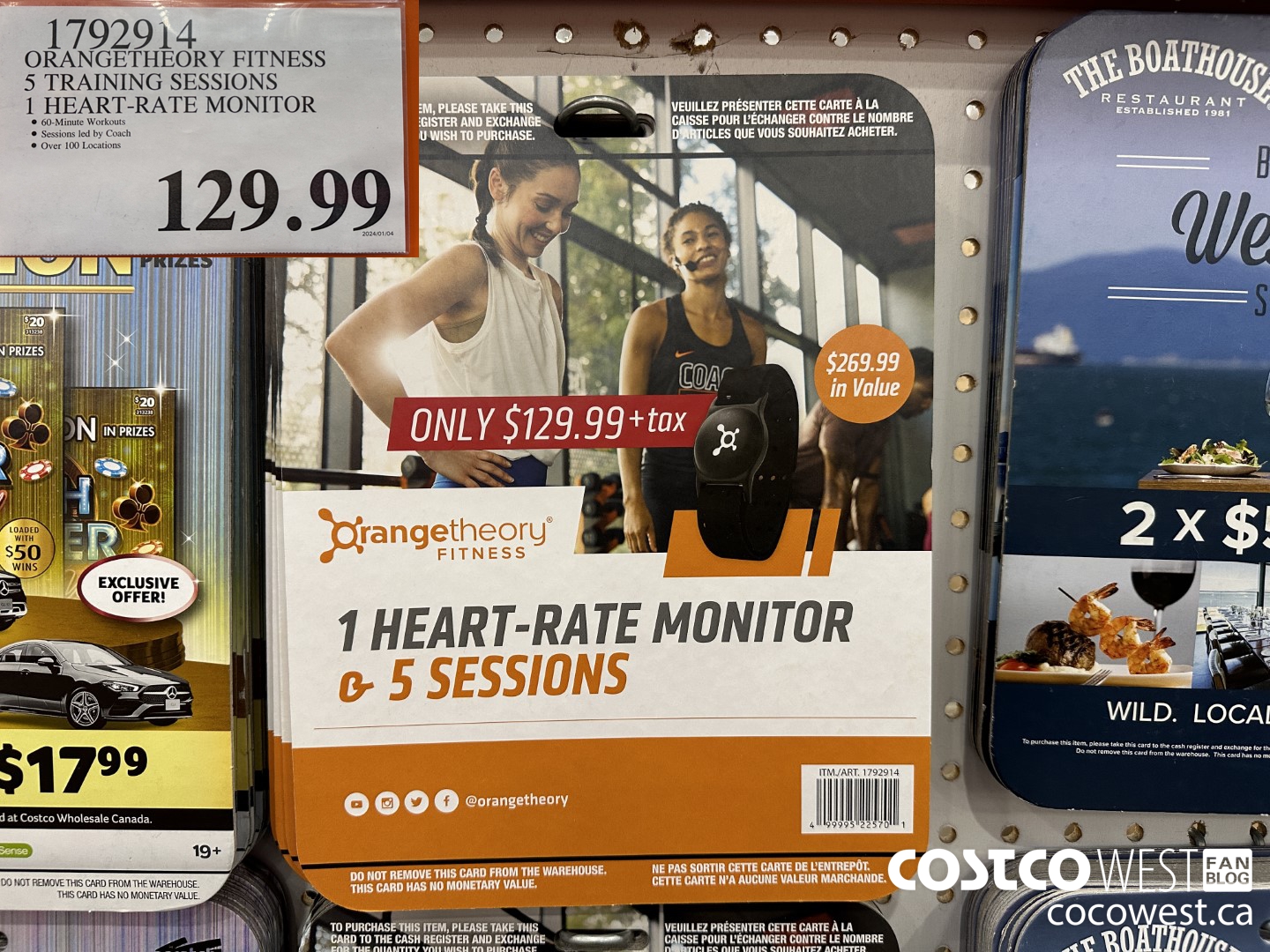 1792914 ORANGETHEORY FITNESS 5 TRAINING SESSIONS 1 HEART-RATE MONITOR $129.99