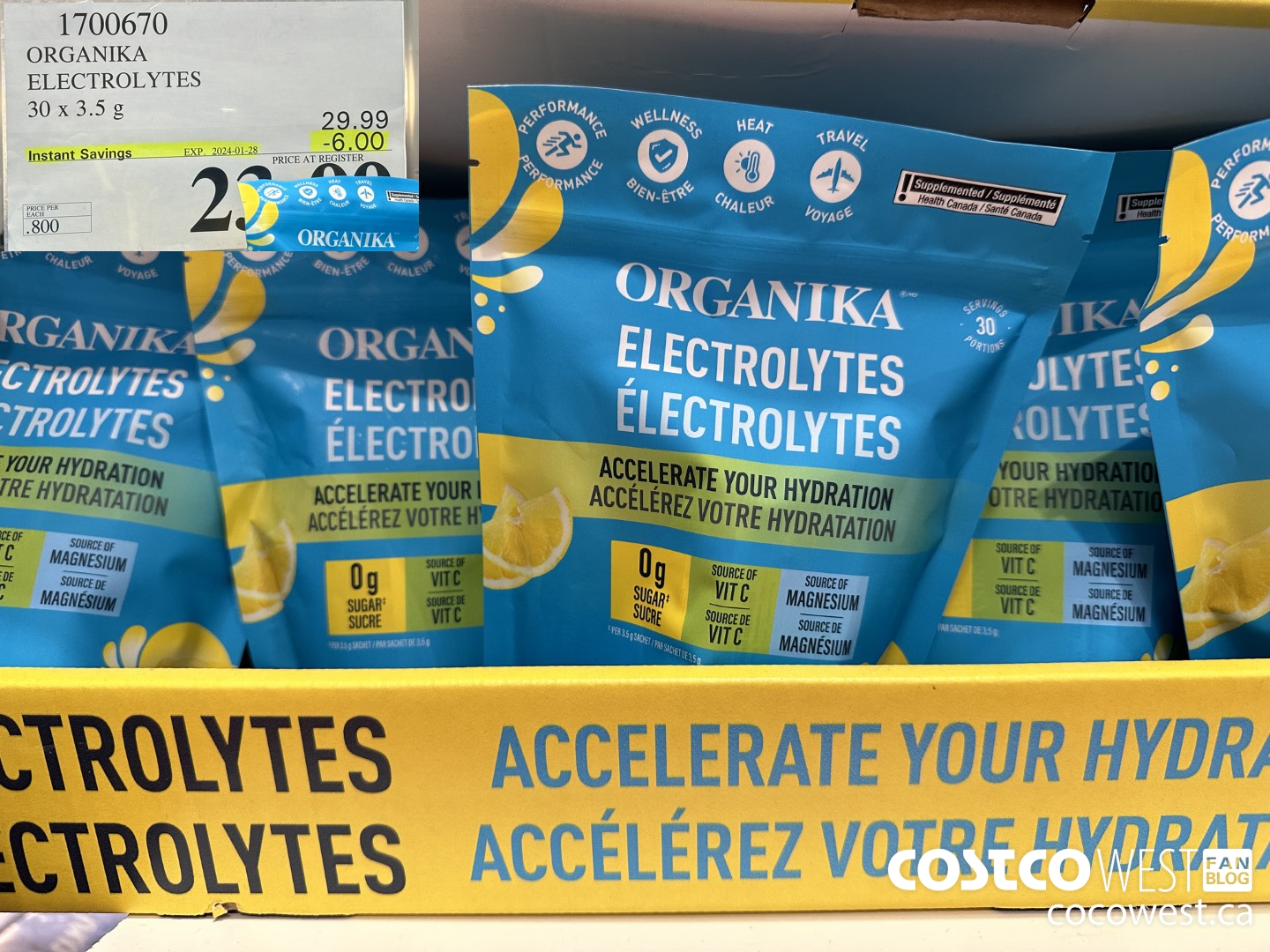 1700670 ORGANIKA ELECTROLYTES 30 X 3.5 G ($6.00 INSTANT SAVINGS EXPIRES ON 2024-01-28) $23.99