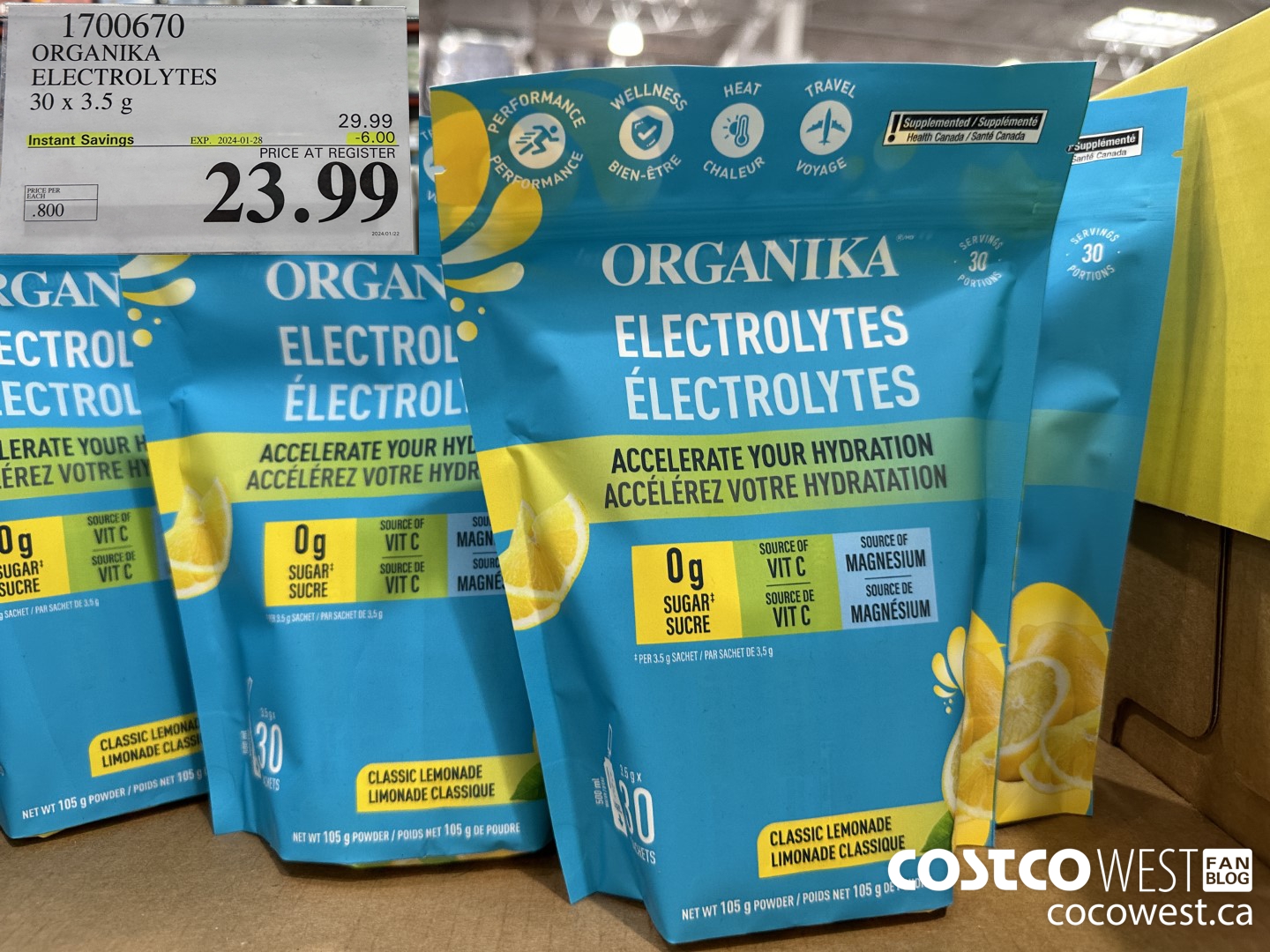 1700670 ORGANIKA ELECTROLYTES 30 X 3.5 G ($6.00 INSTANT SAVINGS EXPIRES ON 2024-01-28) $23.99
