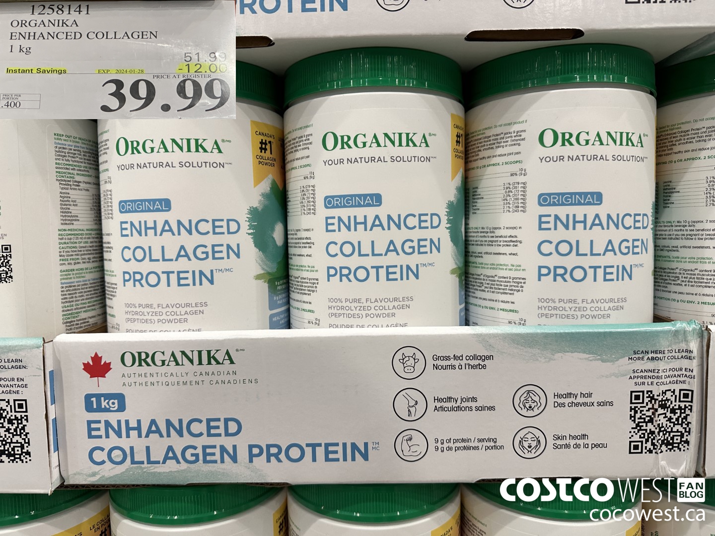 1258141 ORGANIKA ENHANCED COLLAGEN 1 kg ($12.00 INSTANT SAVINGS EXPIRES ON 2024-01-28) $39.99