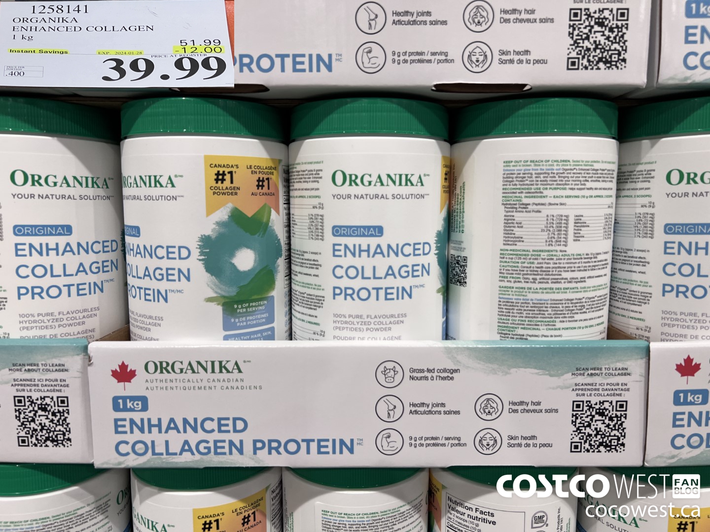 1258141 ORGANIKA ENHANCED COLLAGEN 1 kg ($12.00 INSTANT SAVINGS EXPIRES ON 2024-01-28) $39.99