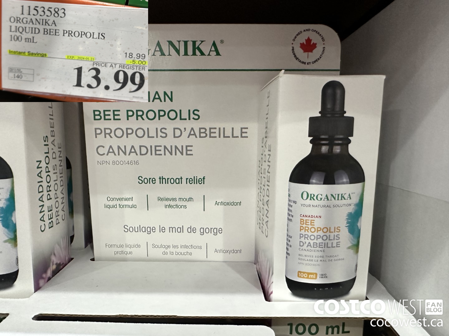 1153583 ORGANIKA LIQUID BEE PROPOLIS 100 mL ($5.00 INSTANT SAVINGS EXPIRES ON 2024-01-21) $13.99