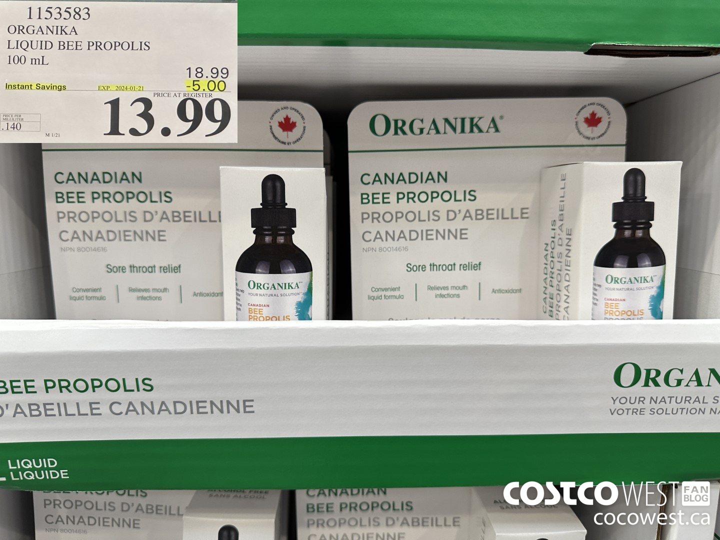 1153583 ORGANIKA LIQUID BEE PROPOLIS 100 mL ($5.00 INSTANT SAVINGS EXPIRES ON 2024-01-21) $13.99