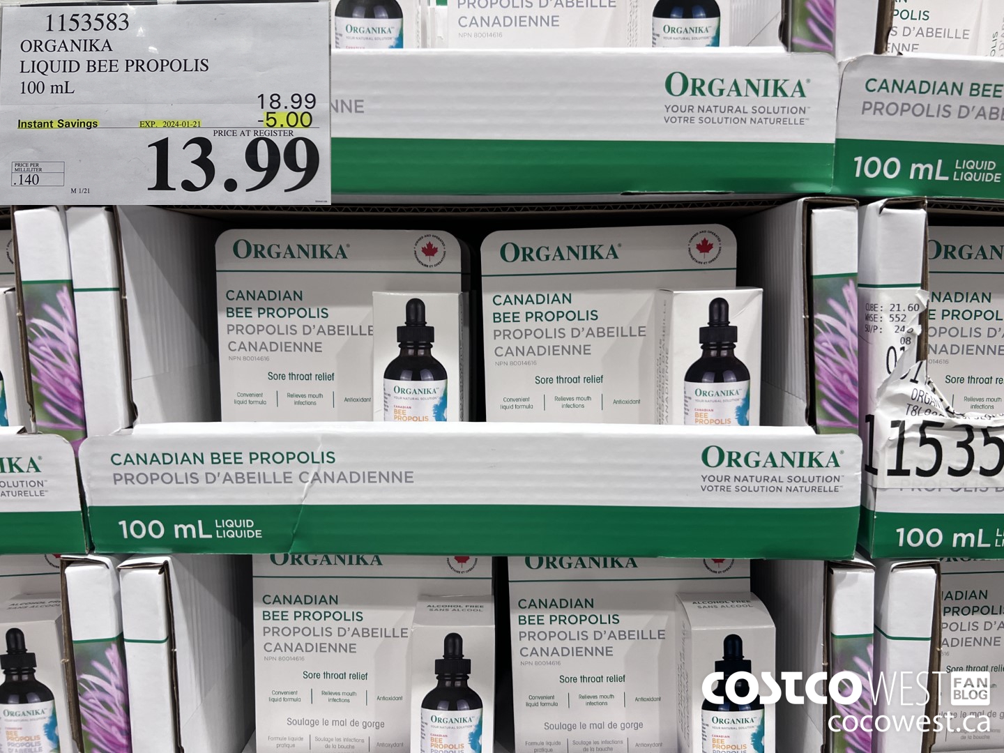 1153583 ORGANIKA LIQUID BEE PROPOLIS 100 mL ($5.00 INSTANT SAVINGS EXPIRES ON 2024-01-21) $13.99