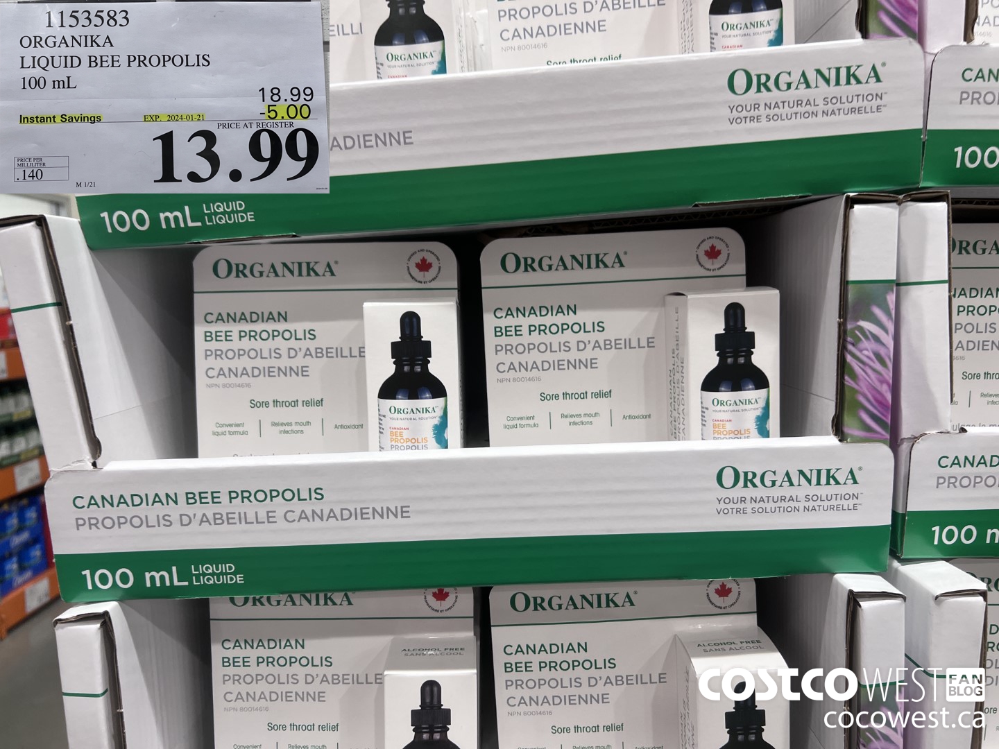 1153583 ORGANIKA LIQUID BEE PROPOLIS 100 mL ($5.00 INSTANT SAVINGS EXPIRES ON 2024-01-21) $13.99