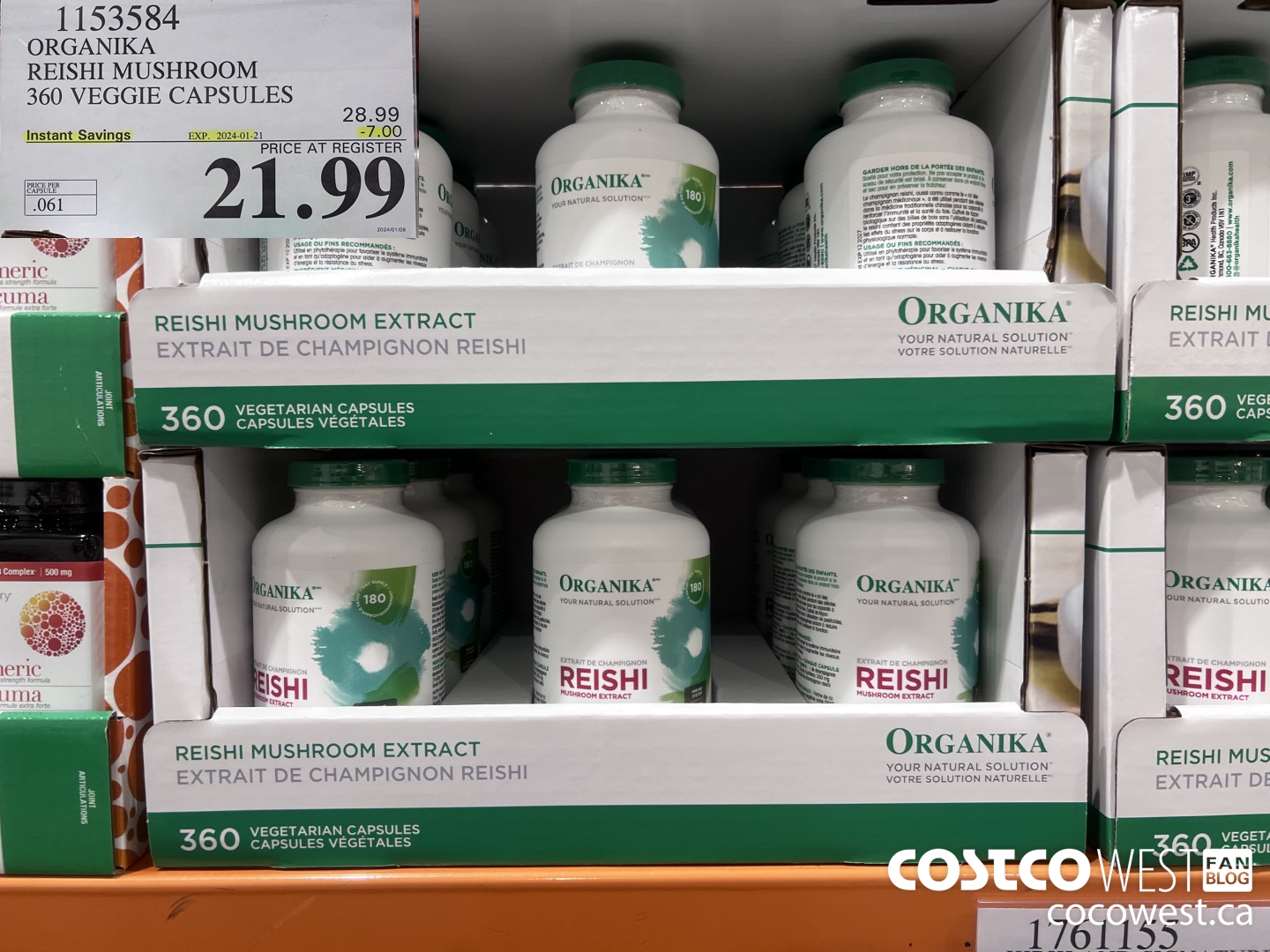 1153584 ORGANIKA REISHI MUSHROOM 360 VEGGIE CAPSULES ($7.00 INSTANT SAVINGS EXPIRES ON 2024-01-21) $21.99