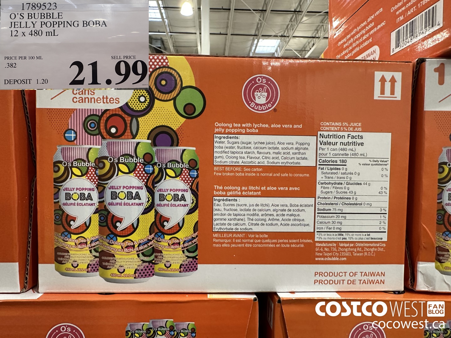 1789523 O'S BUBBLE JELLY POPPING BOBA 12 X 480 ML $21.99