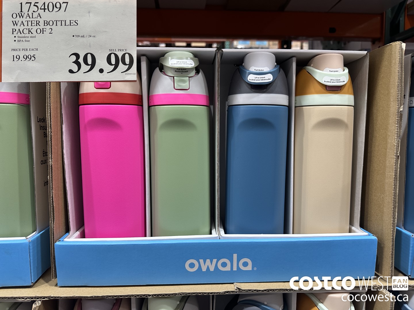 1754097 OWALA WATER BOTTLES PACK OF 2 $39.99