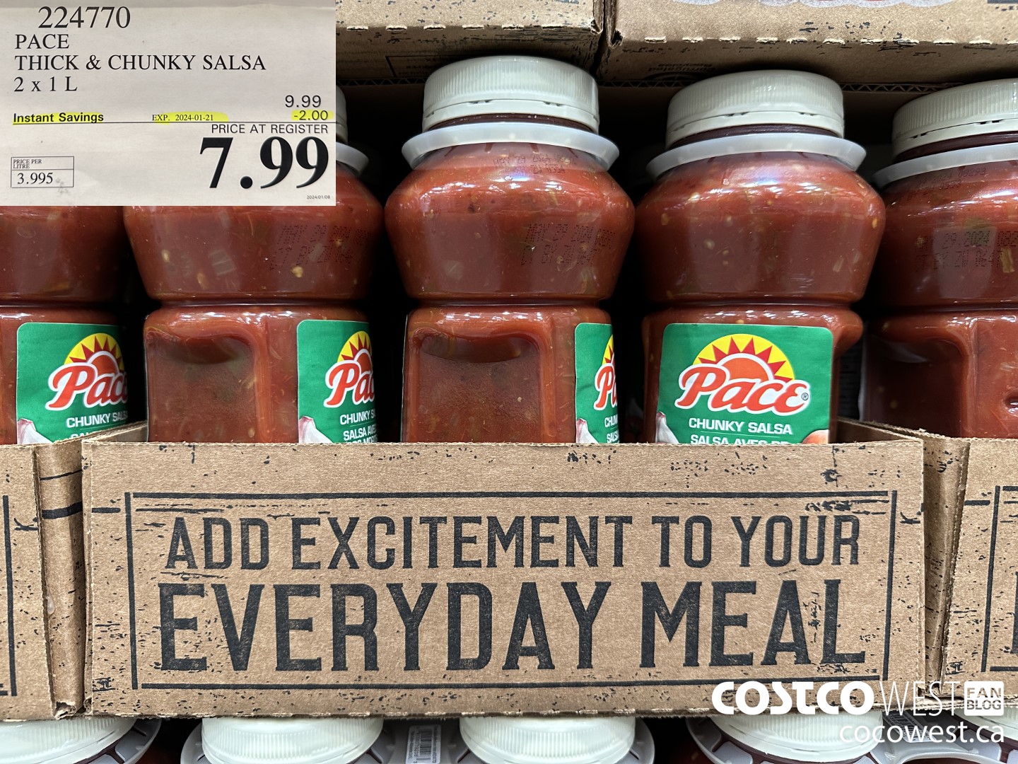 224770 PACE THICK & CHUNKY SALSA 2 X 1L ($2.00 INSTANT SAVINGS EXPIRES ON 2024-01-21) $7.99