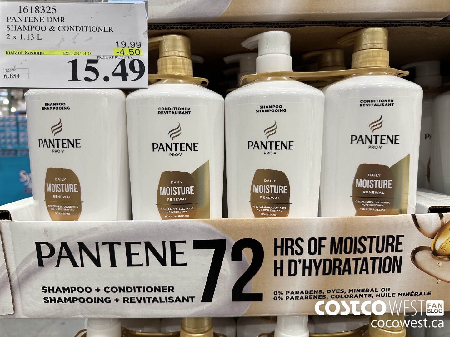 1618325 PANTENE DMR SHAMPOO/CONDIRIONER 2 x 1.13 L ($4.50 INSTANT SAVINGS EXPIRES ON 2024-01-28) $15.49
