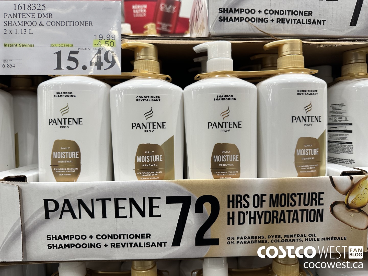 1618325 PANTENE DMR SHAMPOO/CONDIRIONER 2 x 1.13 L ($4.50 INSTANT SAVINGS EXPIRES ON 2024-01-28) $15.49