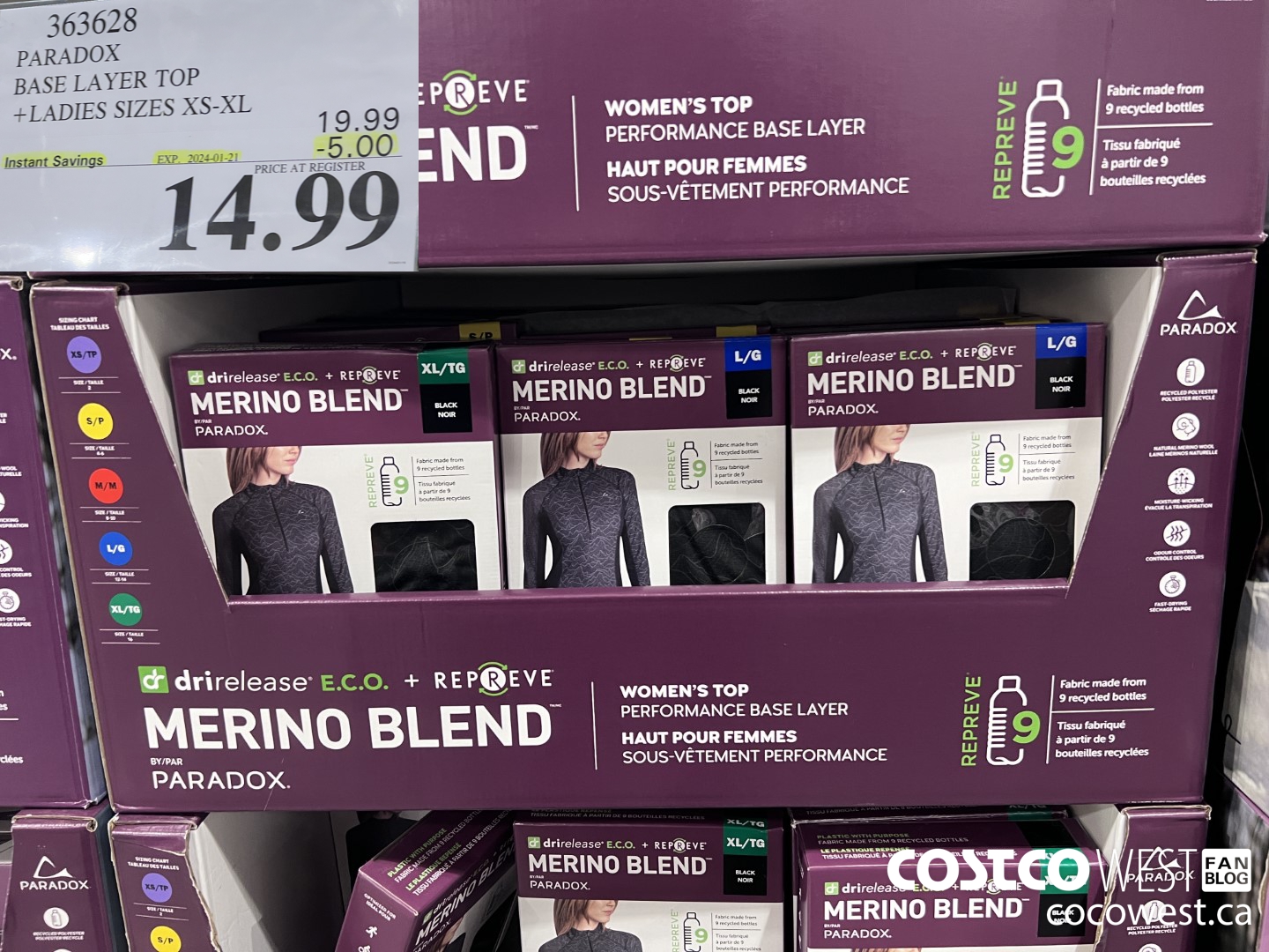 363628 PARADOX BASE LAYER TOP LADIES SIZES XS-XL ($5.00 INSTANT SAVINGS EXPIRES ON 2024-01-21) $14.99