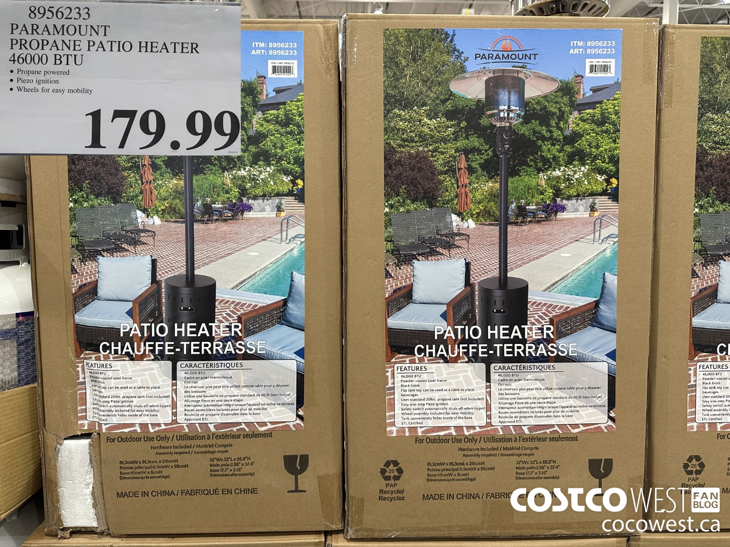 8956233 PARAMOUNT PROPANE PATIO HEATER 46000 BTU $179.99