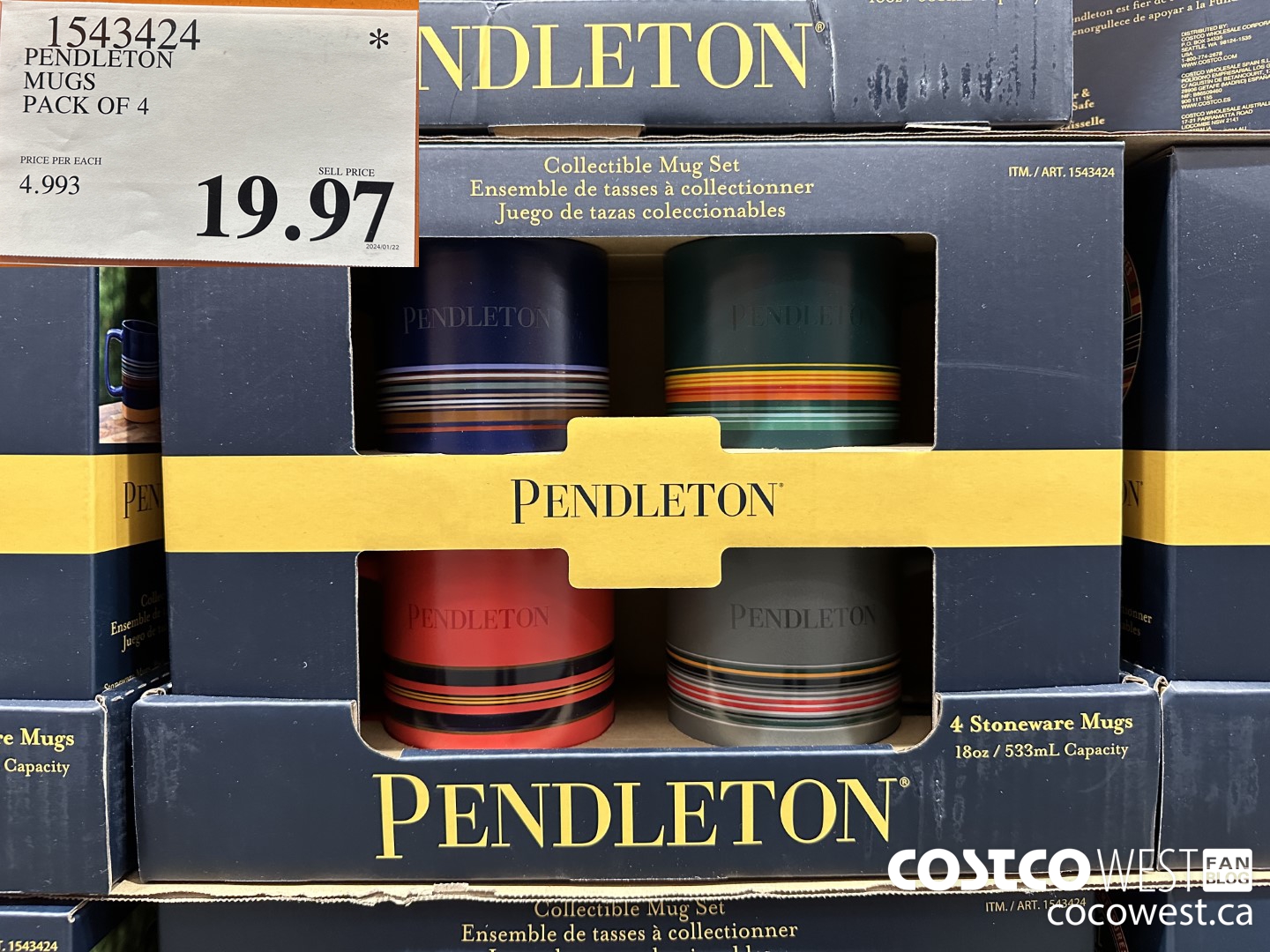 1543424 PENDLETON MUGS PACK OF 4 $19.97