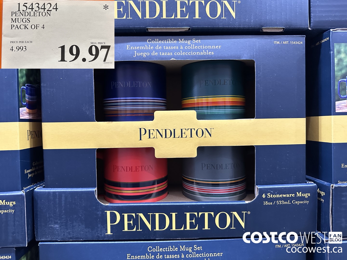 1543424 PENDLETON MUGS PACK OF 4 $19.97