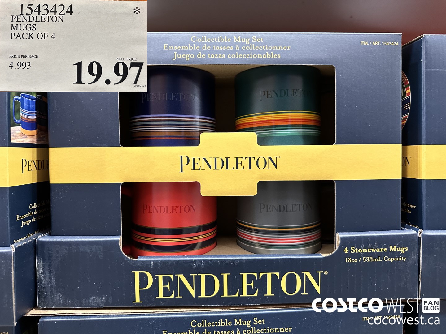 1543424 PENDLETON MUGS PACK OF 4 $19.97