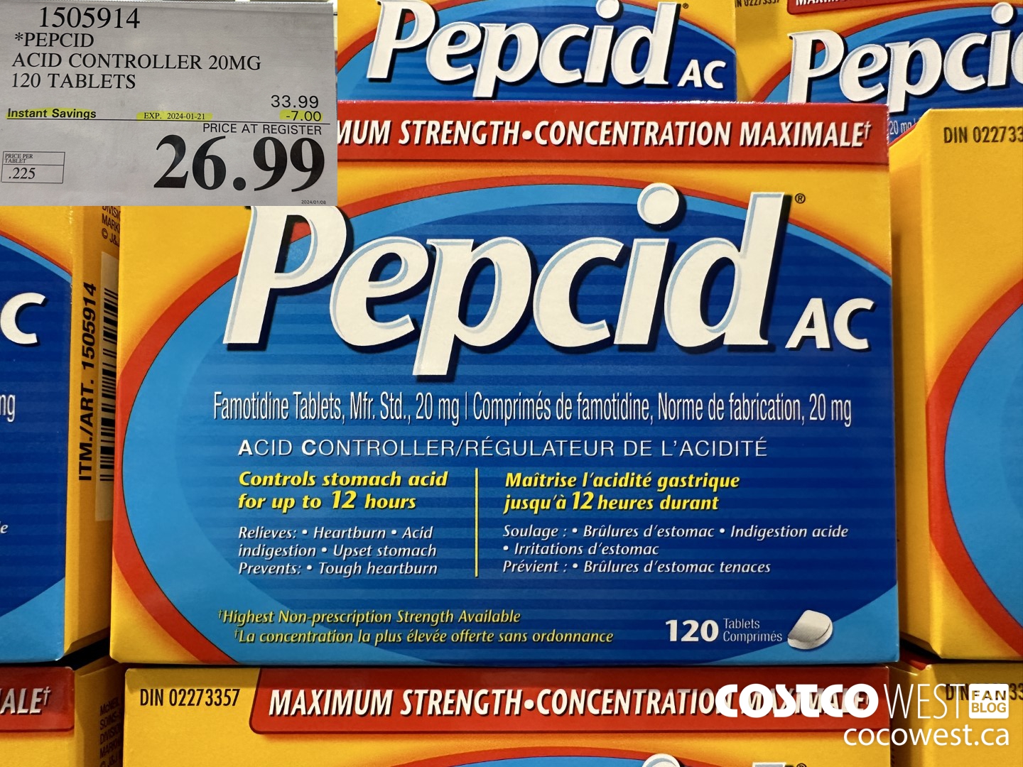 1505914 PEPCID ACID CONTROLLER 20MG 120 TABLETS ($7.00 INSTANT SAVINGS EXPIRES ON 2024-01-21) $26.99