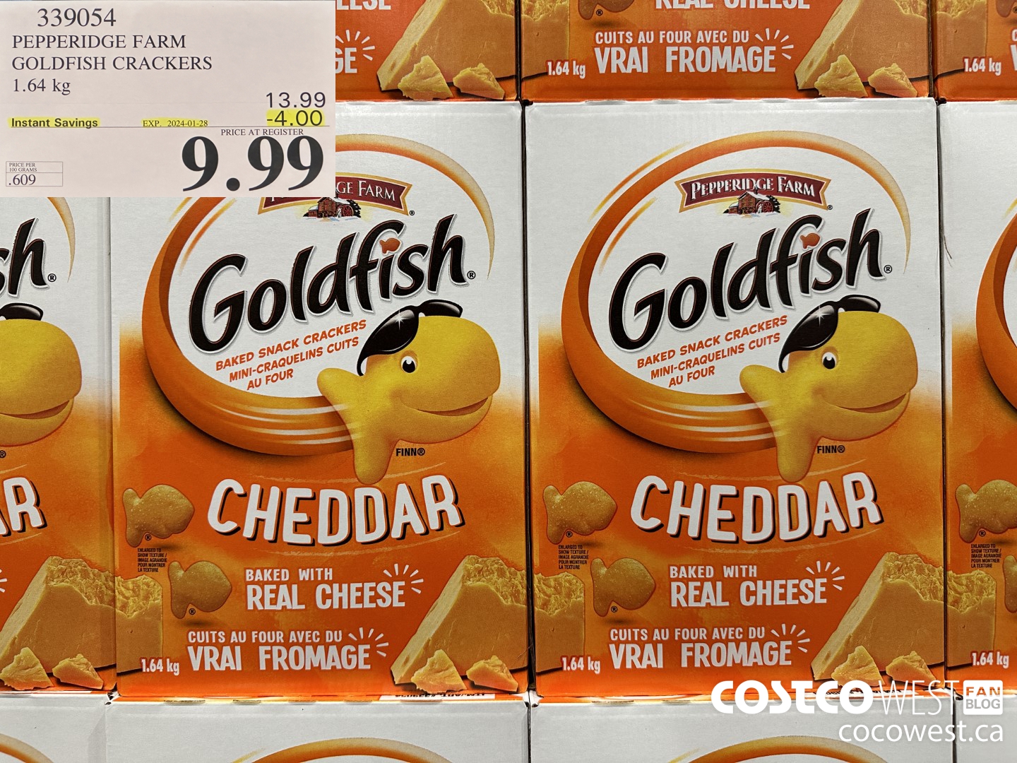 339054 PEPPERIDGE FARM GOLDFISH CRACKERS 1.64 kg ($4.00 INSTANT SAVINGS EXPIRES ON 2024-01-28) $9.99