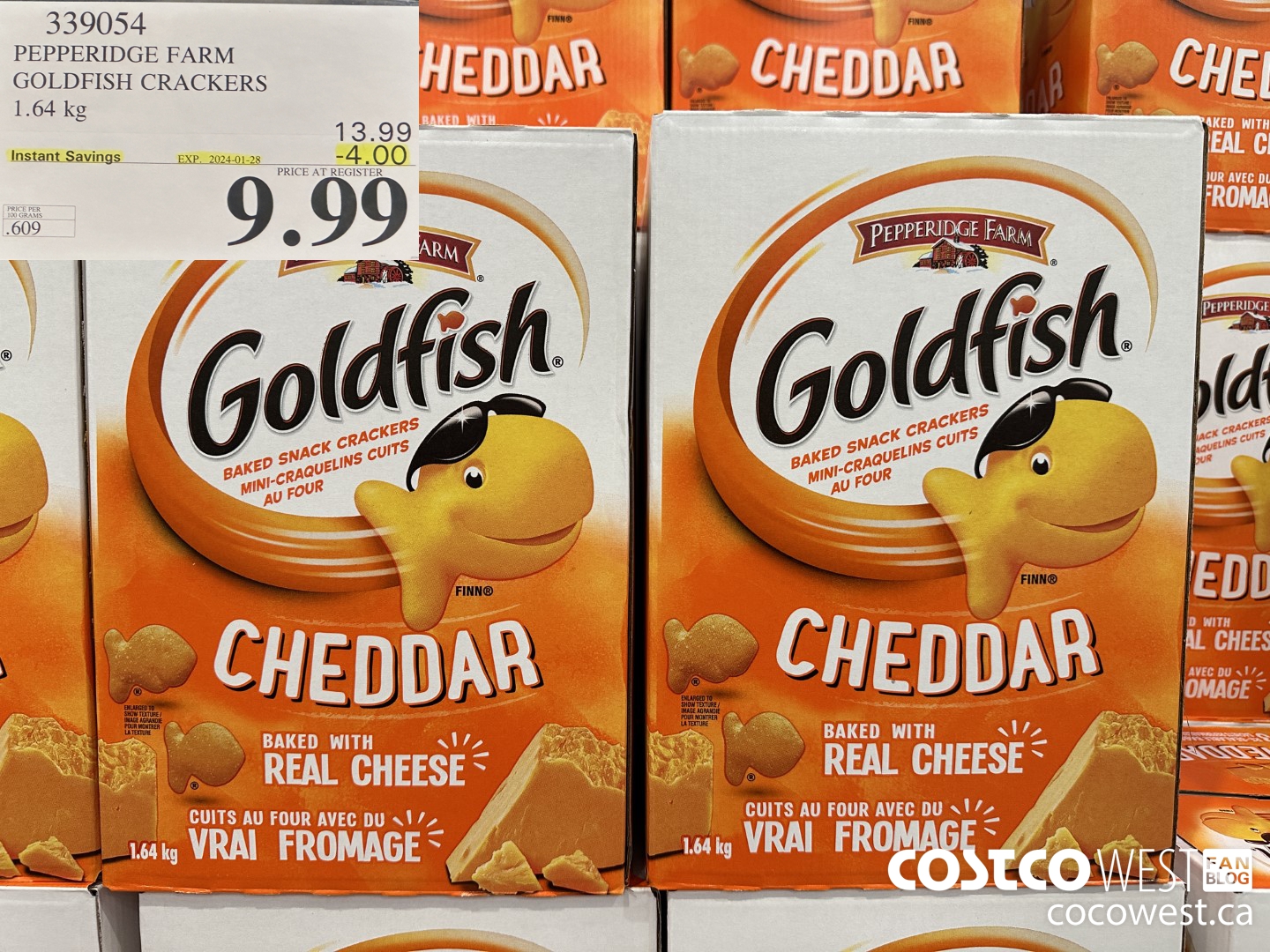 339054 PEPPERIDGE FARM GOLDFISH CRACKERS 1.64 kg ($4.00 INSTANT SAVINGS EXPIRES ON 2024-01-28) $9.99