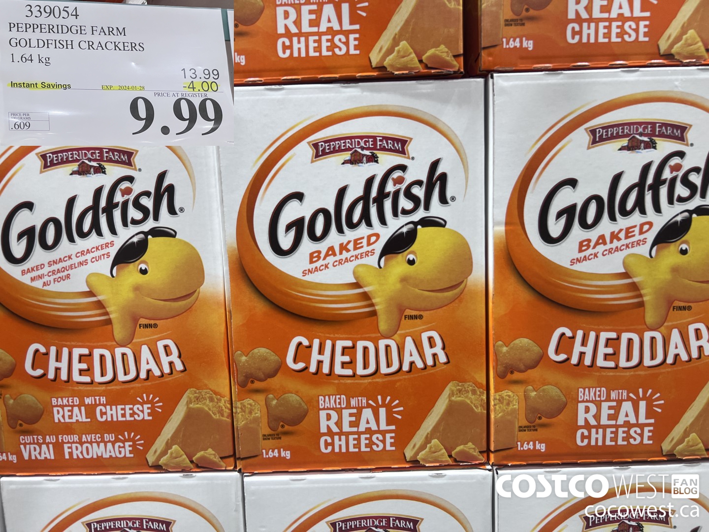 339054 PEPPERIDGE FARM GOLDFISH CRACKERS 1.64 kg ($4.00 INSTANT SAVINGS EXPIRES ON 2024-01-28) $9.99