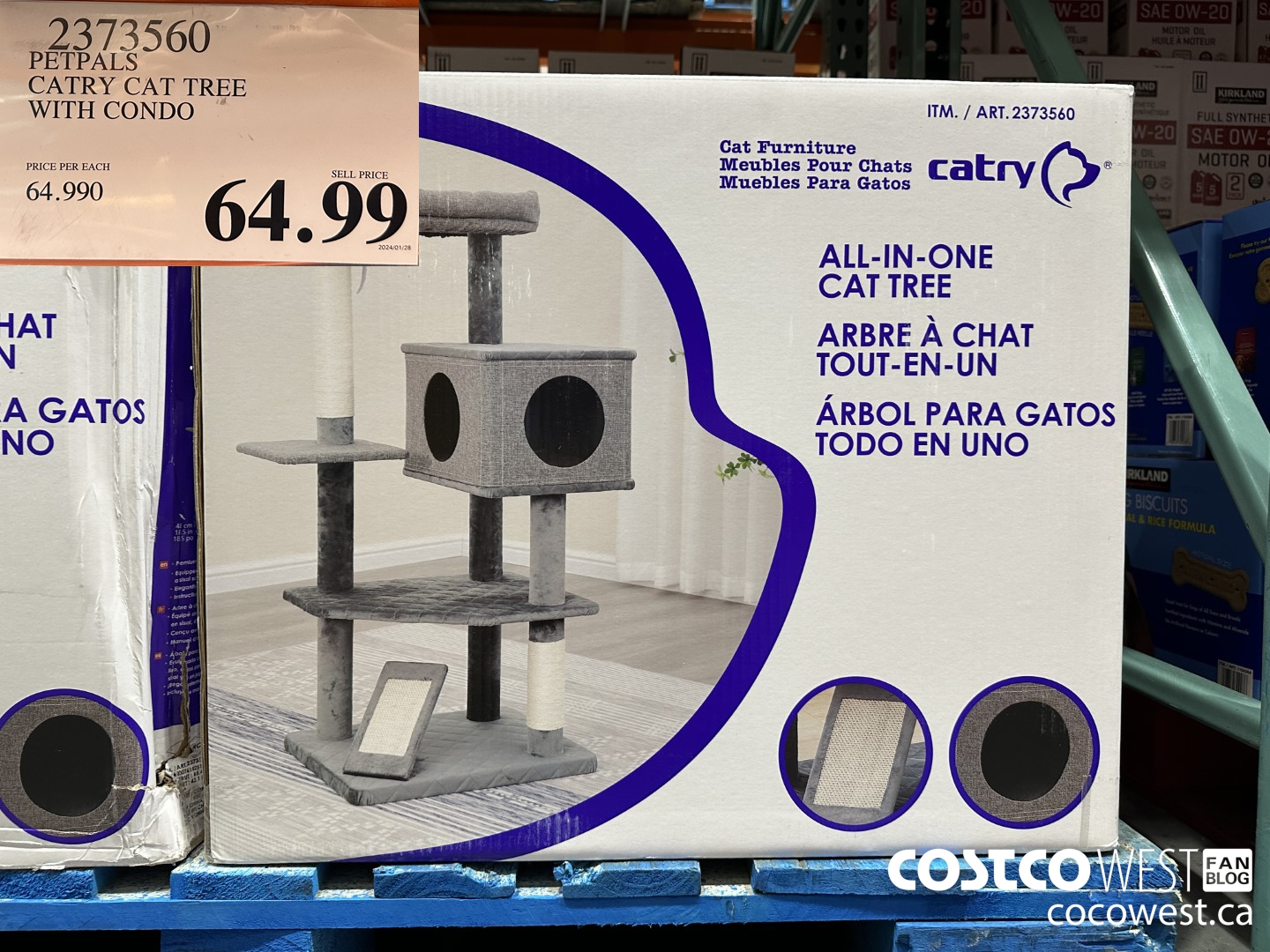 2373560 PETPALS CATRY CAT TREE WITH CONDO $64.99