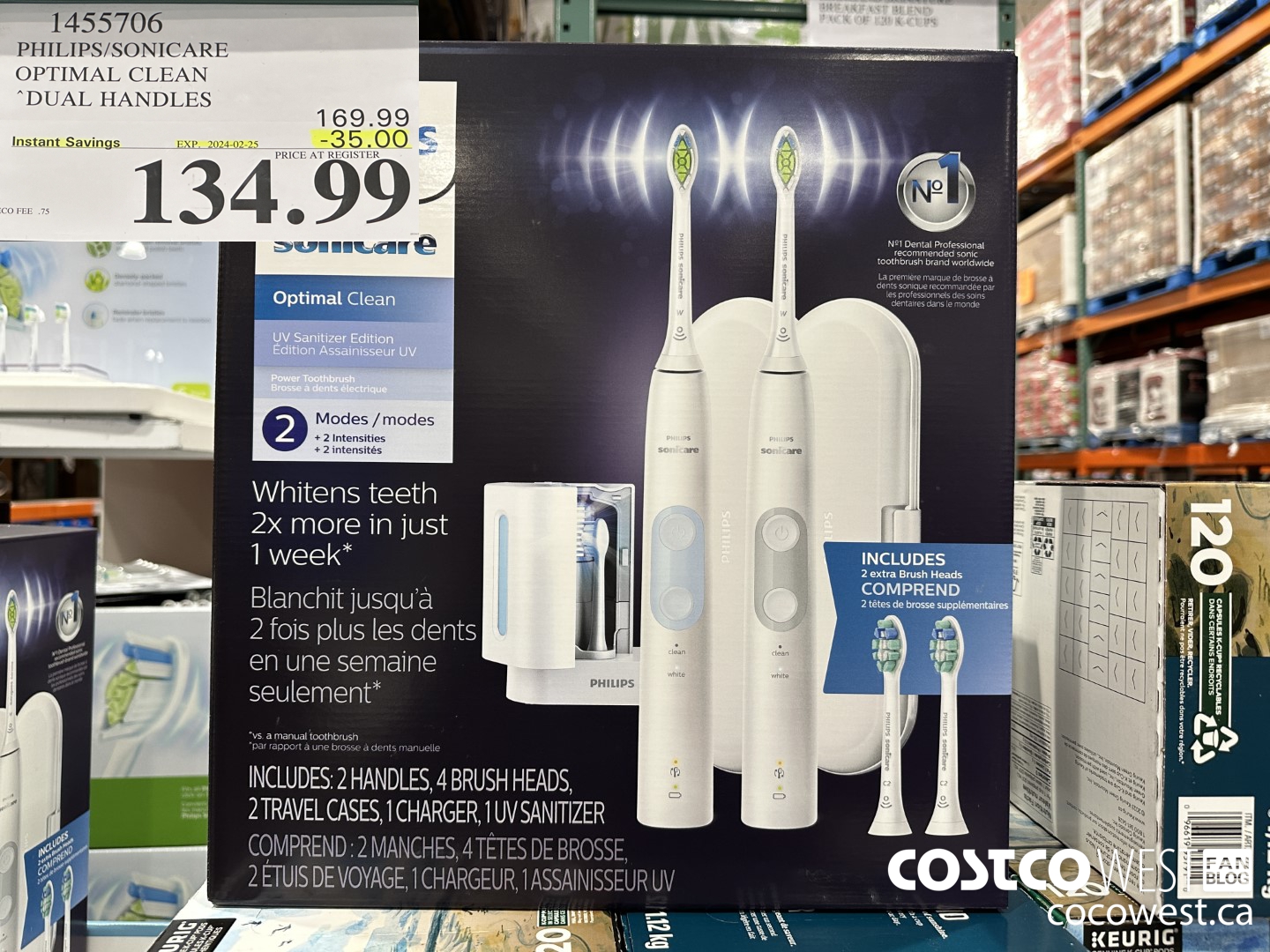 1455706 PHILIPS/SONICARE OPTIMAL CLEAN DUAL HANDLES ($35.00 INSTANT SAVINGS EXPIRES ON 2024-02-25) $134.99