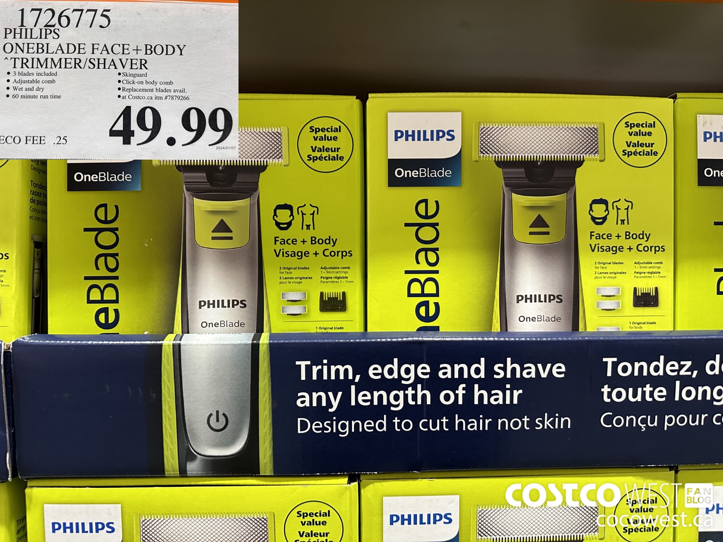 1726775 PHILIPS ONEBLADE FACE + BODY TRIMMER/SHAVER $49.99