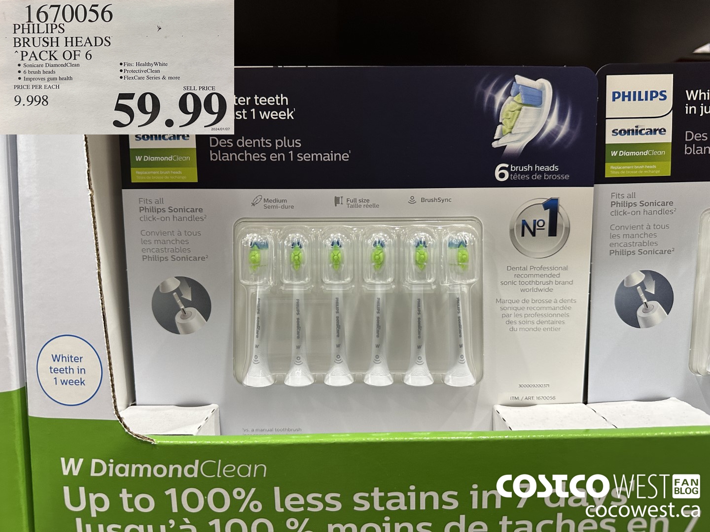 1670056 PHILIPS SONICARE DIAMONDCLEAN BRUSH HEADS 6-PACK $59.99