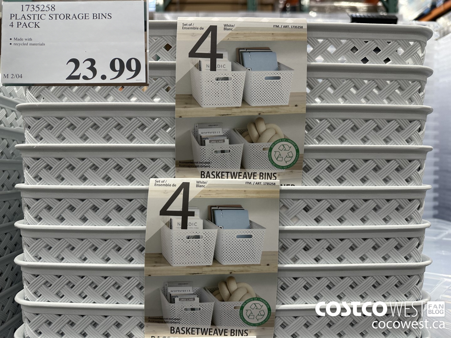 1735258 PLASTIC STORAGE BINS 4 PACK $23.99