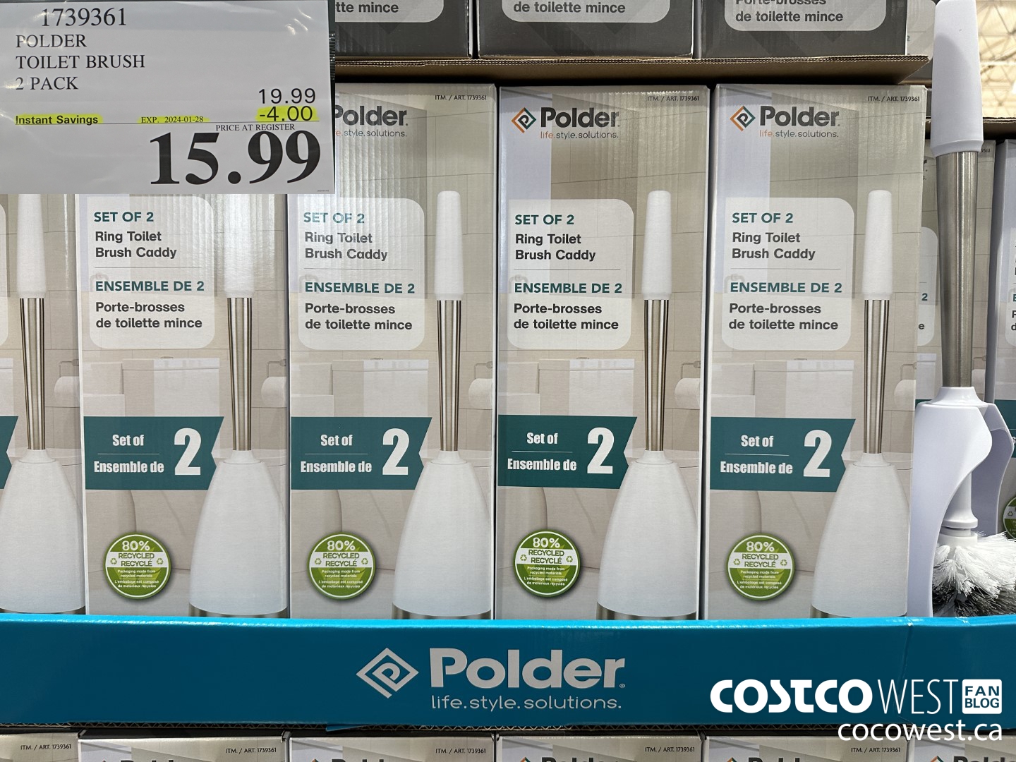 1739361 POLDER TOILET BRUSH 2 PACK ($4.00 INSTANT SAVINGS EXPIRES ON 2024-01-28) $15.99