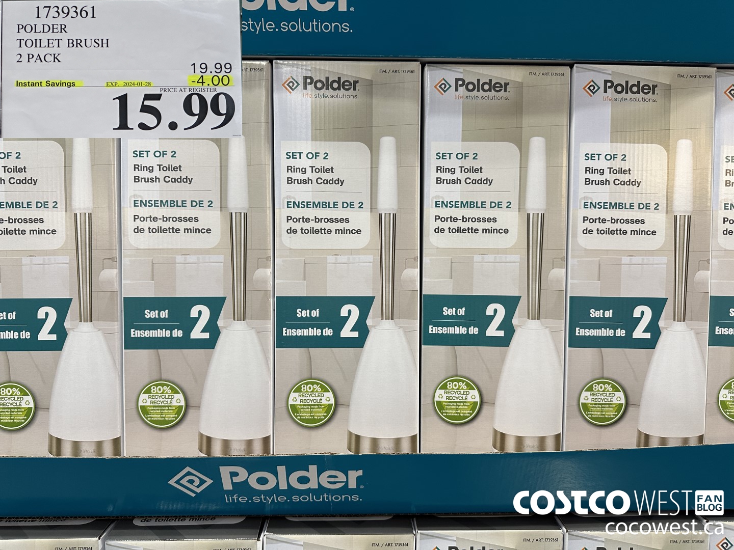 1739361 POLDER TOILET BRUSH 2 PACK ($4.00 INSTANT SAVINGS EXPIRES ON 2024-01-28) $15.99