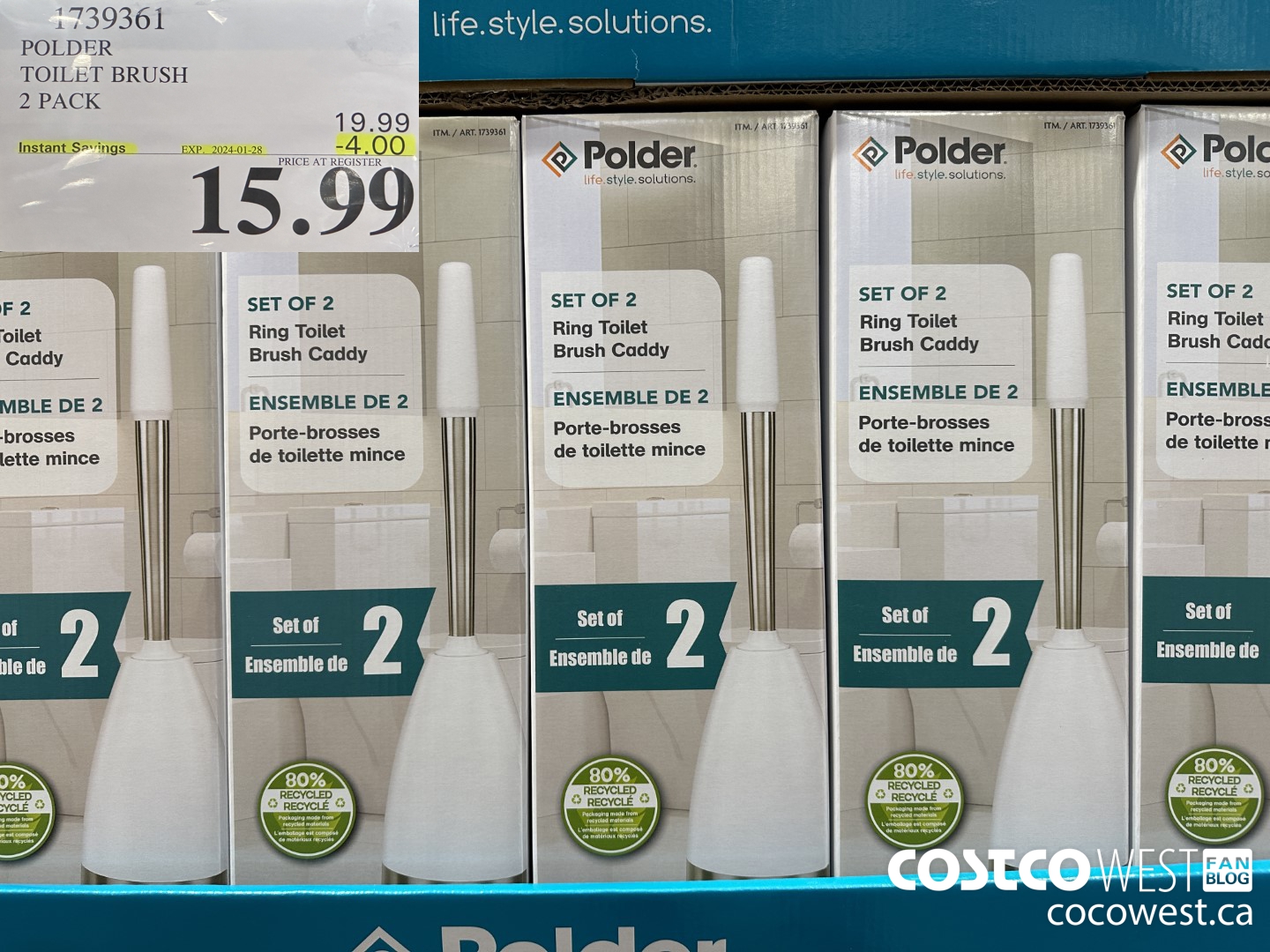 1739361 POLDER TOILET BRUSH 2 PACK ($4.00 INSTANT SAVINGS EXPIRES ON 2024-01-28) $15.99