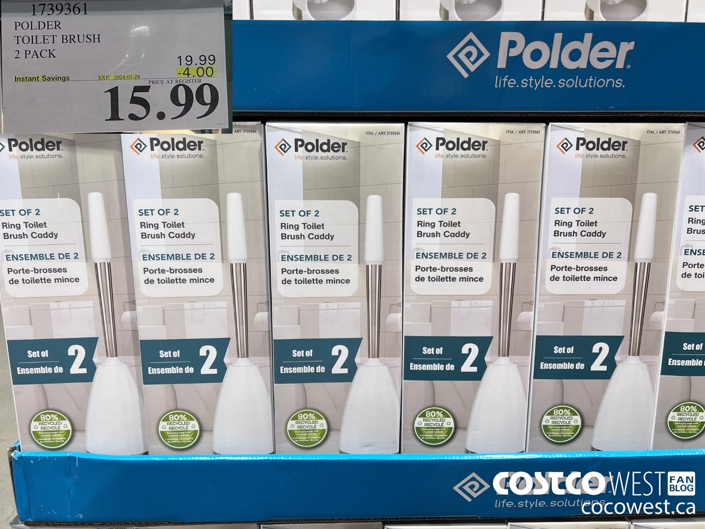 1739361 POLDER TOILET BRUSH 2 PACK ($4.00 INSTANT SAVINGS EXPIRES ON 2024-01-28) $15.99