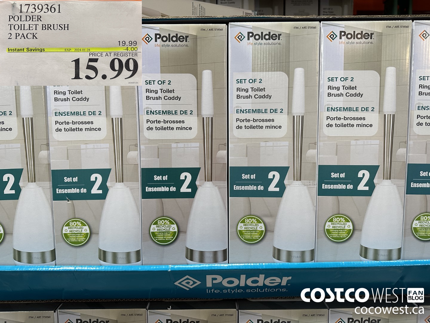 1739361 POLDER TOILET BRUSH 2 PACK ($4.00 INSTANT SAVINGS EXPIRES ON 2024-01-28) $15.99