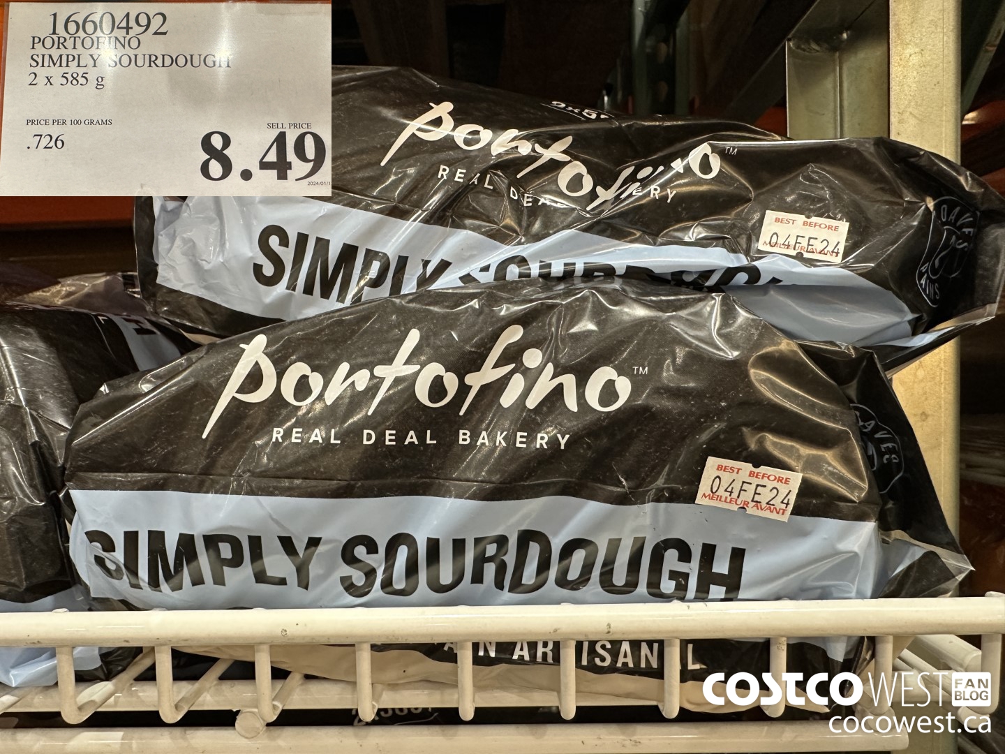 1660492 PORTOFINO SIMPLY SOURDOUGH 2 X 585 G $8.49