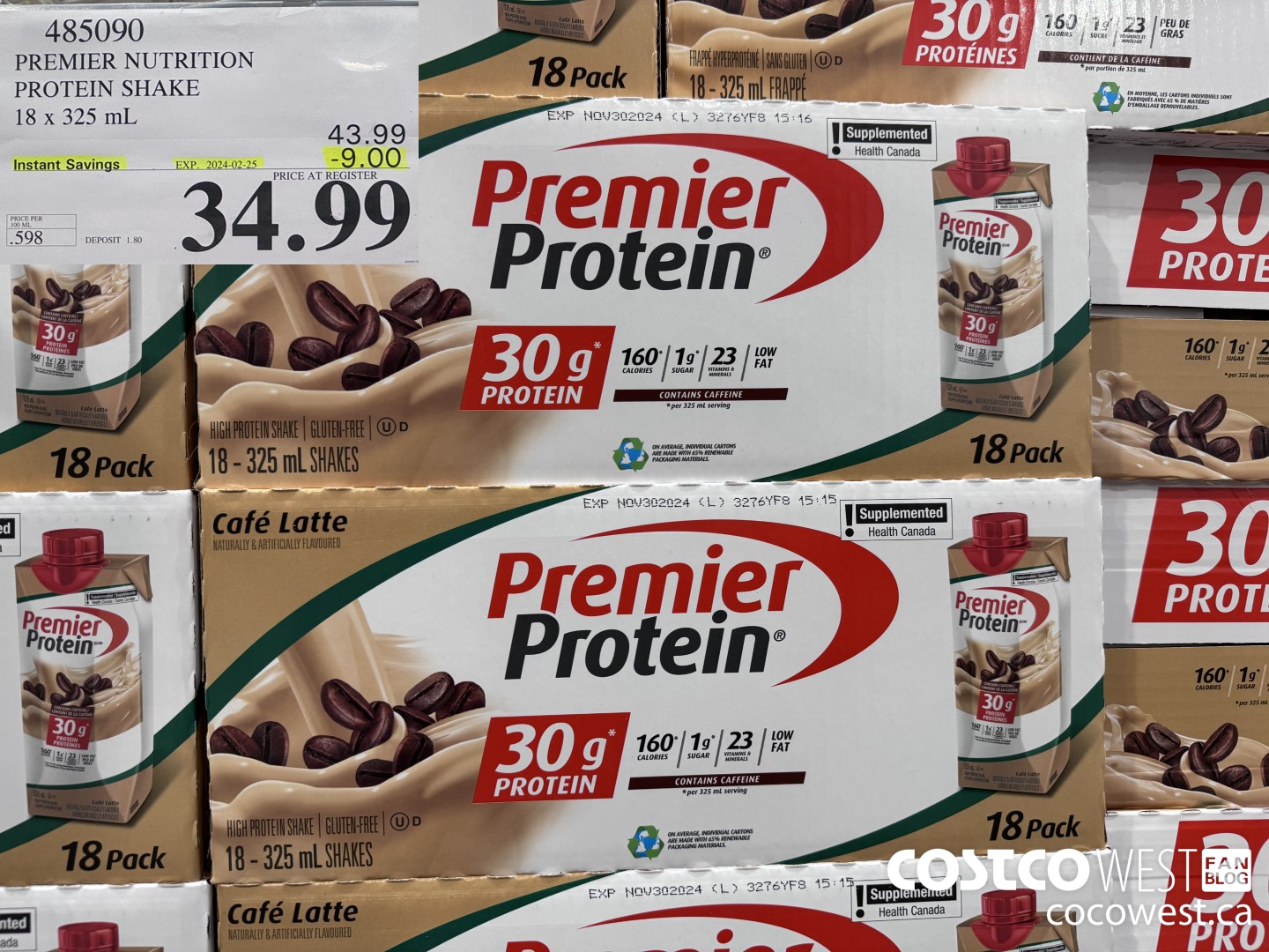 485090 PREMIER NUTRITION PROTEIN SHAKE 18 x 325 mL ($9.00 INSTANT SAVINGS EXPIRES ON 2024-02-25) $34.99