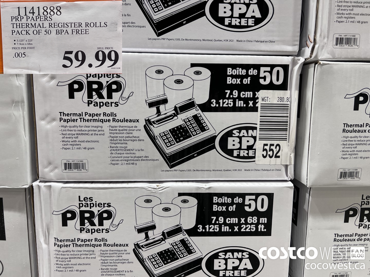 1141888 PRP PAPERS THERMAL REGISTER ROLLS PACK OF 50 BPA FREE $59.99