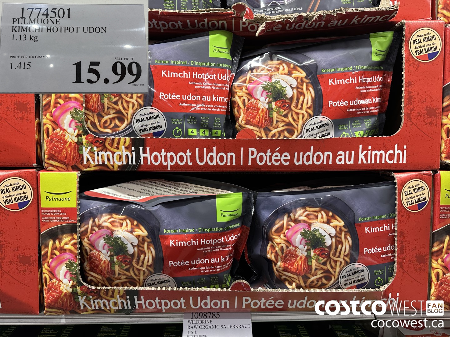 1774501 PULMUONE KIMCHI HOTPOT UDON 1.13 KG $15.99