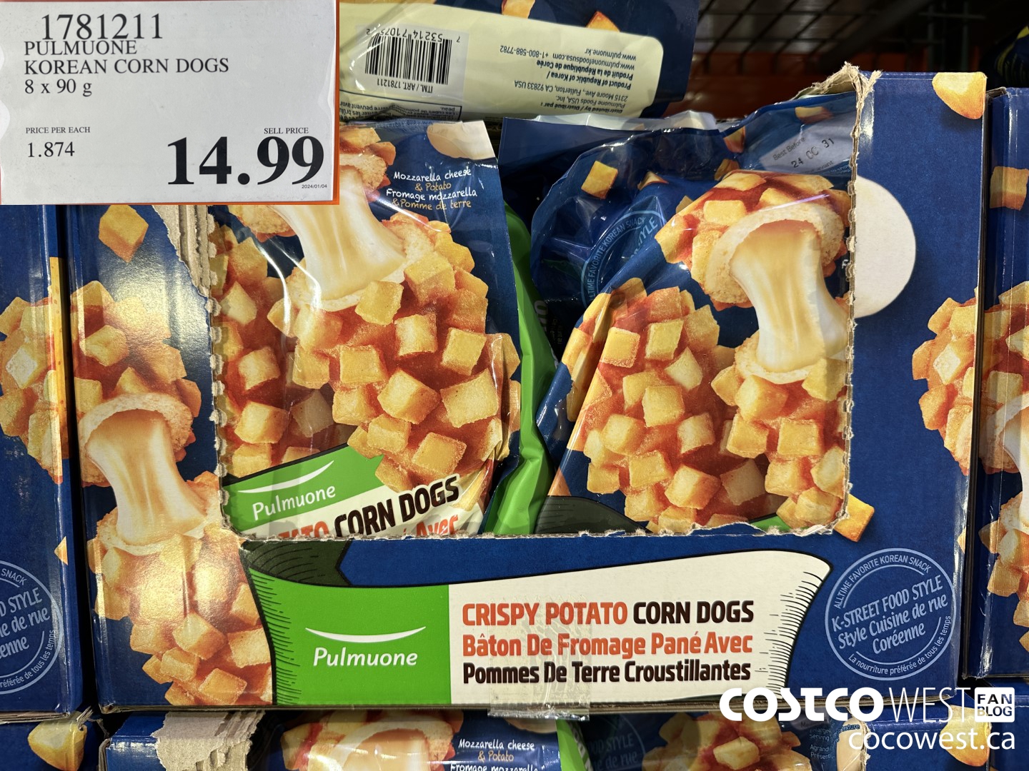 1781211 PULMUONE KOREAN CORN DOGS 8 X 90 G $14.99