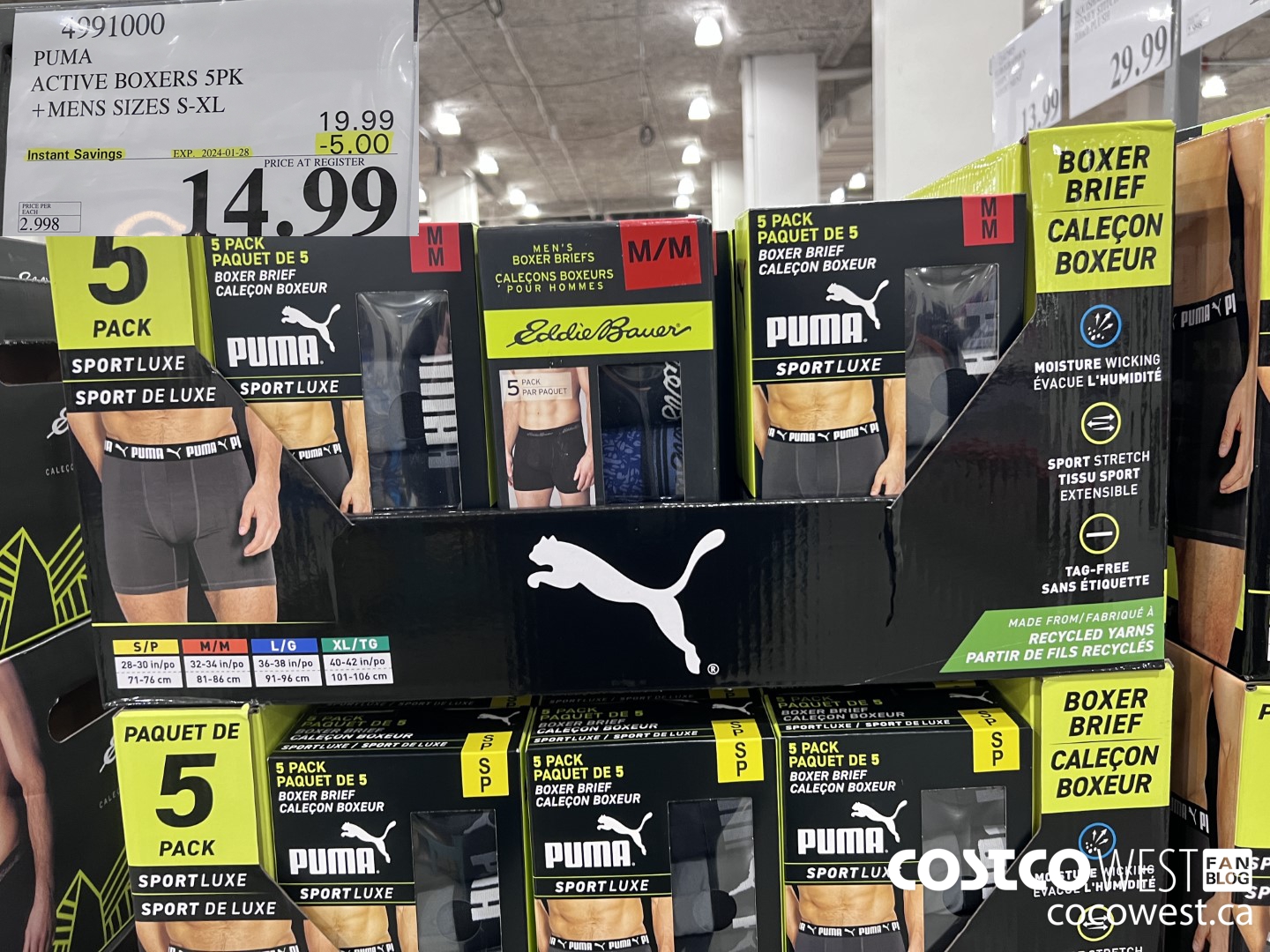 4991000 PUMA ACTIVE BOXERS 5PK MENS SIZES S-XL ($5.00 INSTANT SAVINGS EXPIRES ON 2024-01-28) $14.99