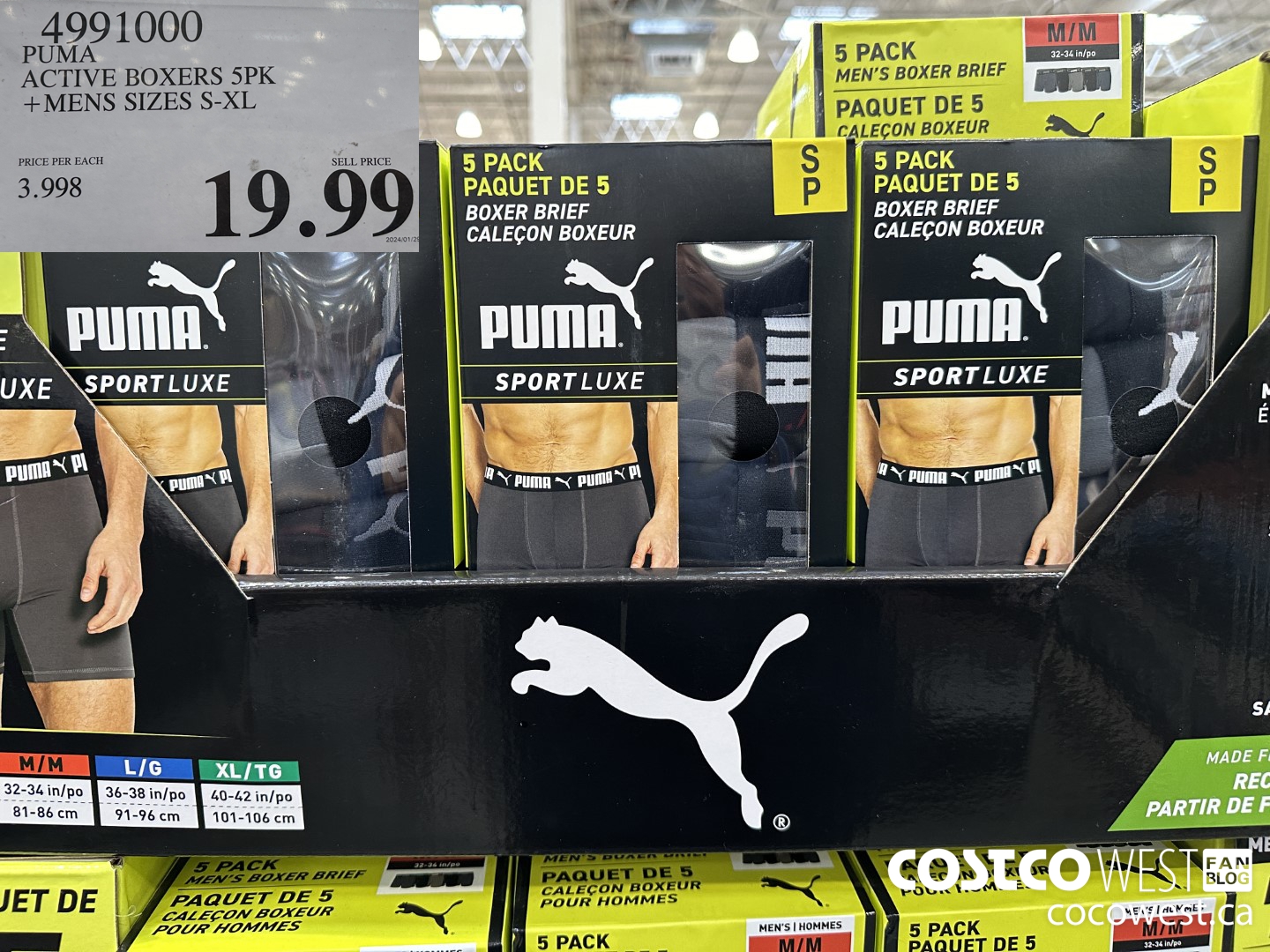 4991000 PUMA ACTIVE BOXERS 5PK MENS SIZES S-XL $19.99