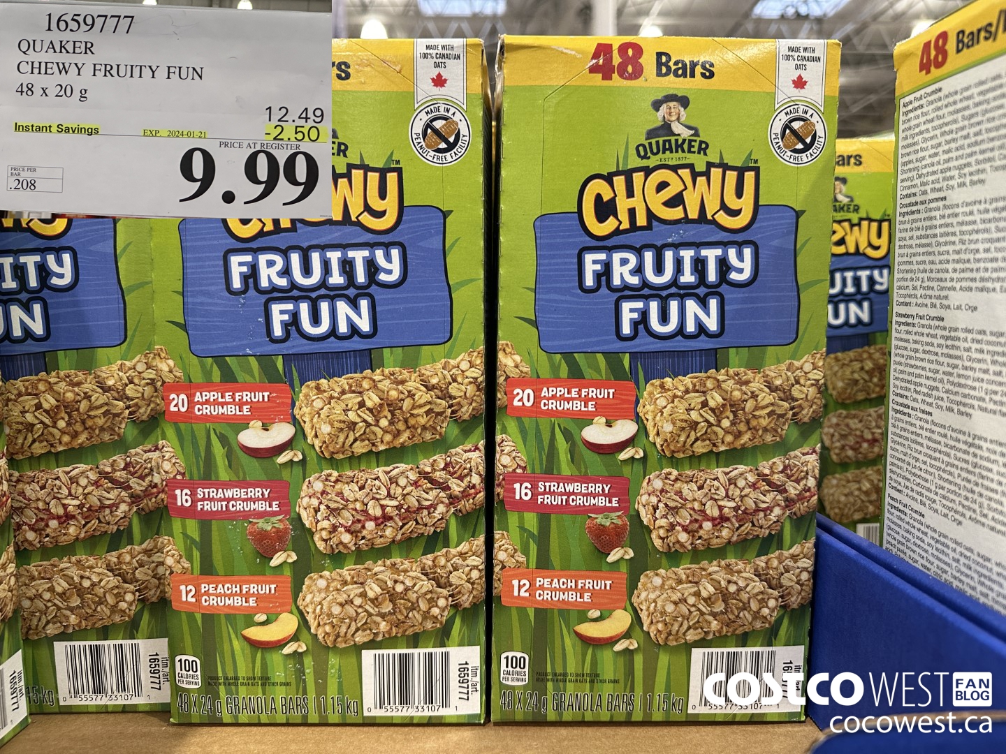 1659777 QUAKER CHEWY FRUIT FUN 48 X 20 G ($2.50 INSTANT SAVINGS EXPIRES ON 2024-01-21) $9.99